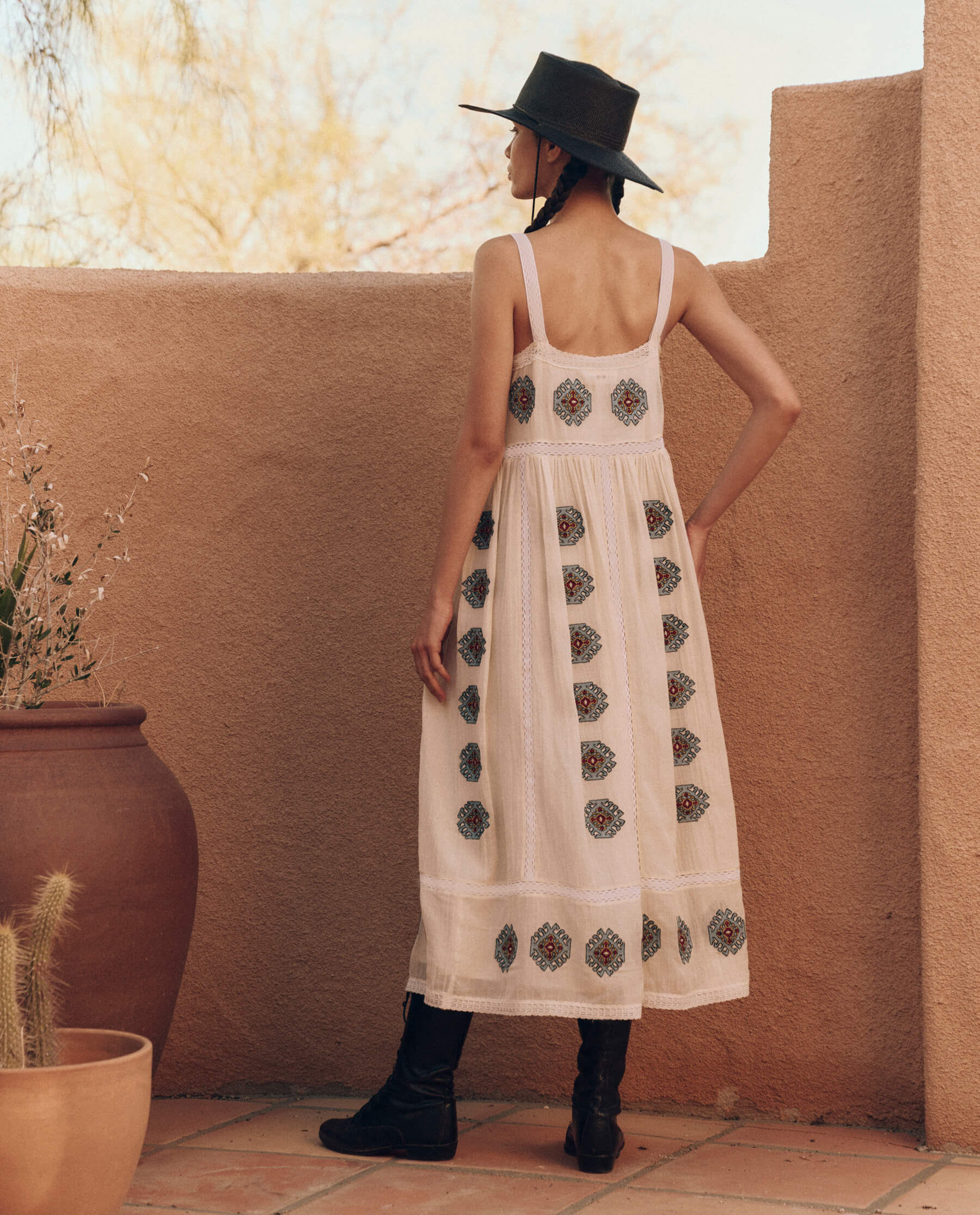 The Roam Dress with Folklore Embroidery. -- Cream DRESSES THE GREAT. PF24