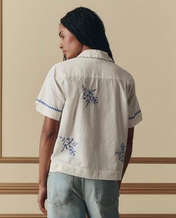 The Bowling Shirt W/ Hanky Embroidery. -- Cream – The Great.