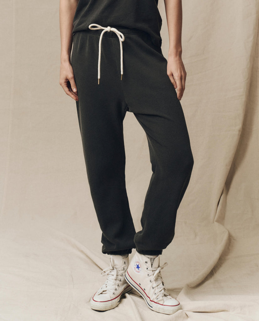 The Stadium Sweatpant. Embroidered -- Washed White With Embroidered Roses main image 1