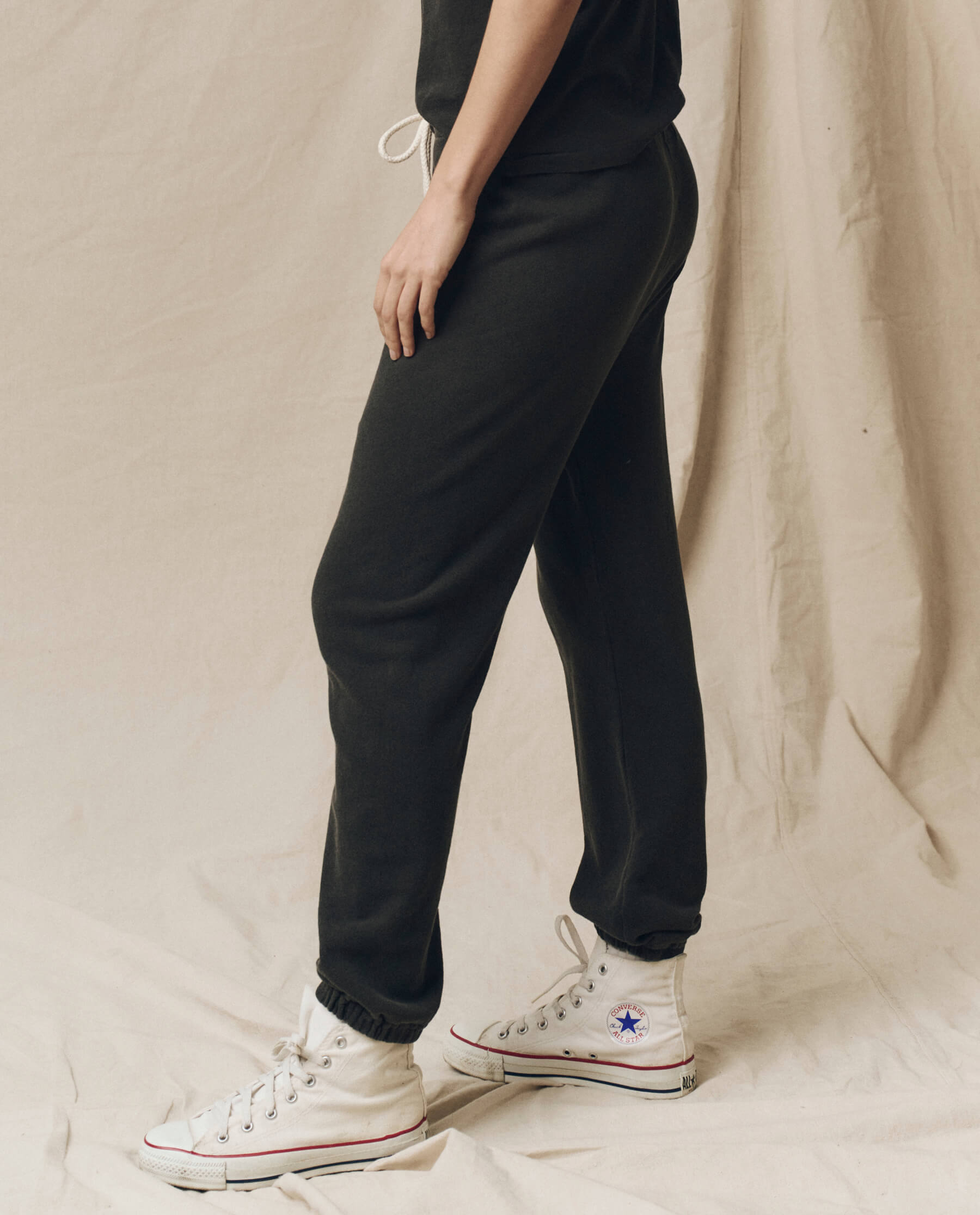 The Stadium Sweatpant. Embroidered -- Washed White With Embroidered Roses main image 0