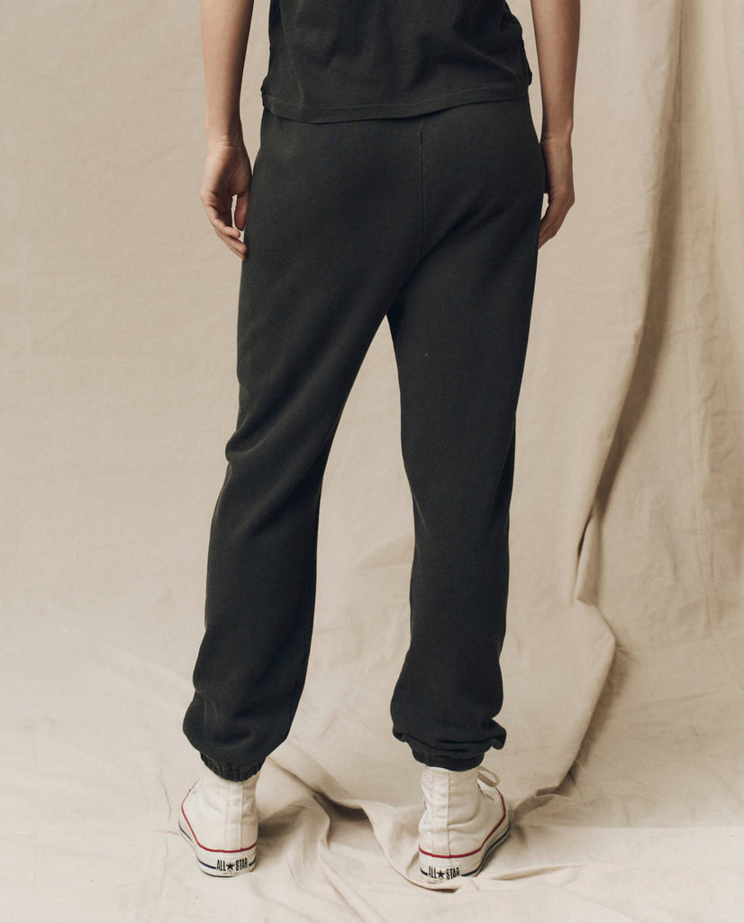 The Stadium Sweatpant. Embroidered -- Washed White With Embroidered Roses