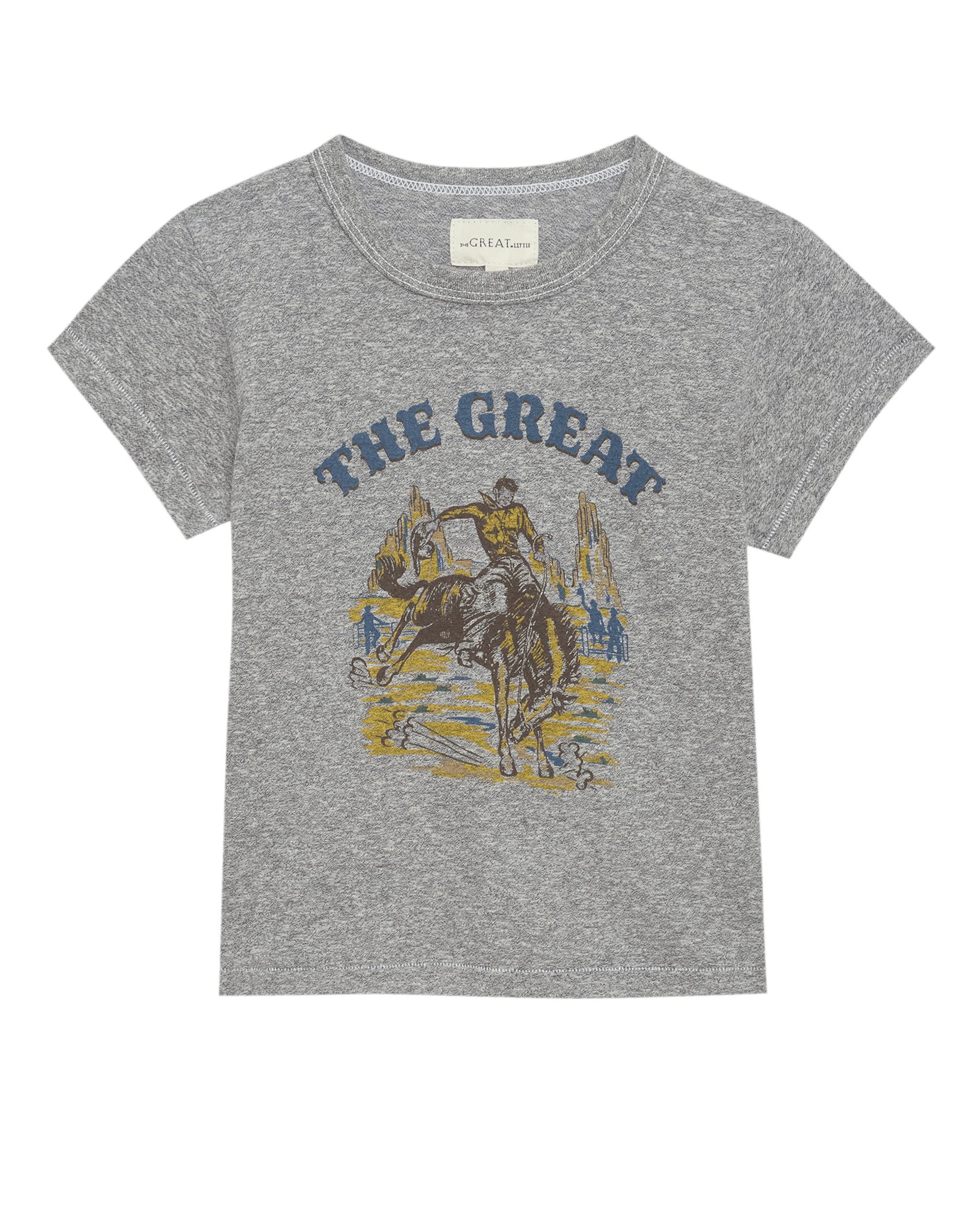 The Little Boxy Crew. Graphic -- Heather Grey with Rodeo Graphic TEES THE GREAT. FALL 24 LITTLE