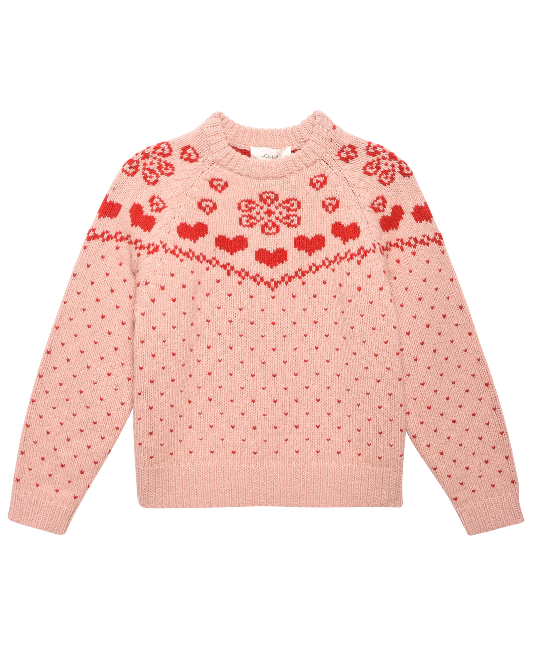 The Sweetheart Pullover. -- Blush with Cherry SWEATERS THE GREAT. PS24 SALE
