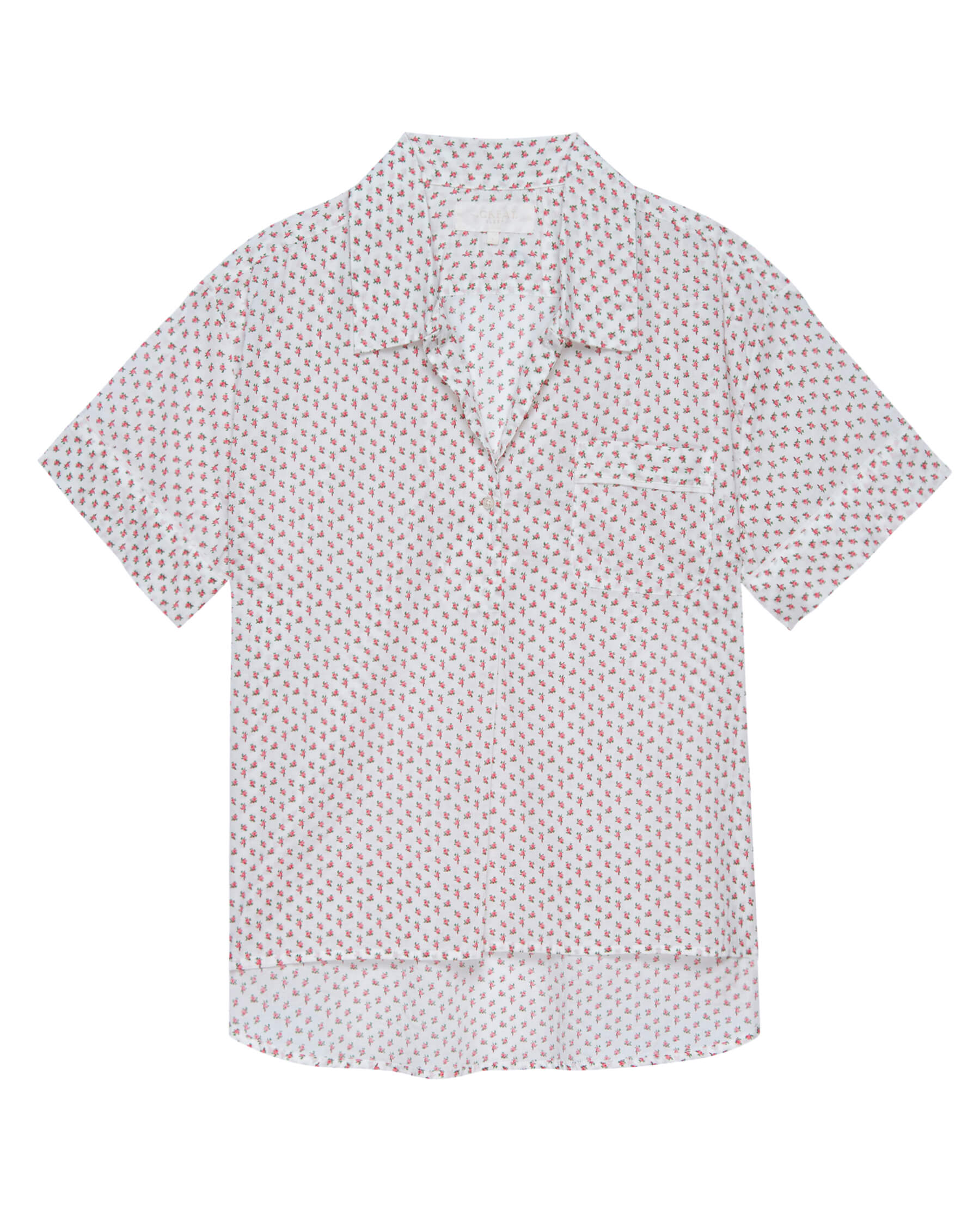 The Short Sleeve Pajama Shirt. -- Calico Rose Print SLEEP TOP THE GREAT. SP24 SLEEP