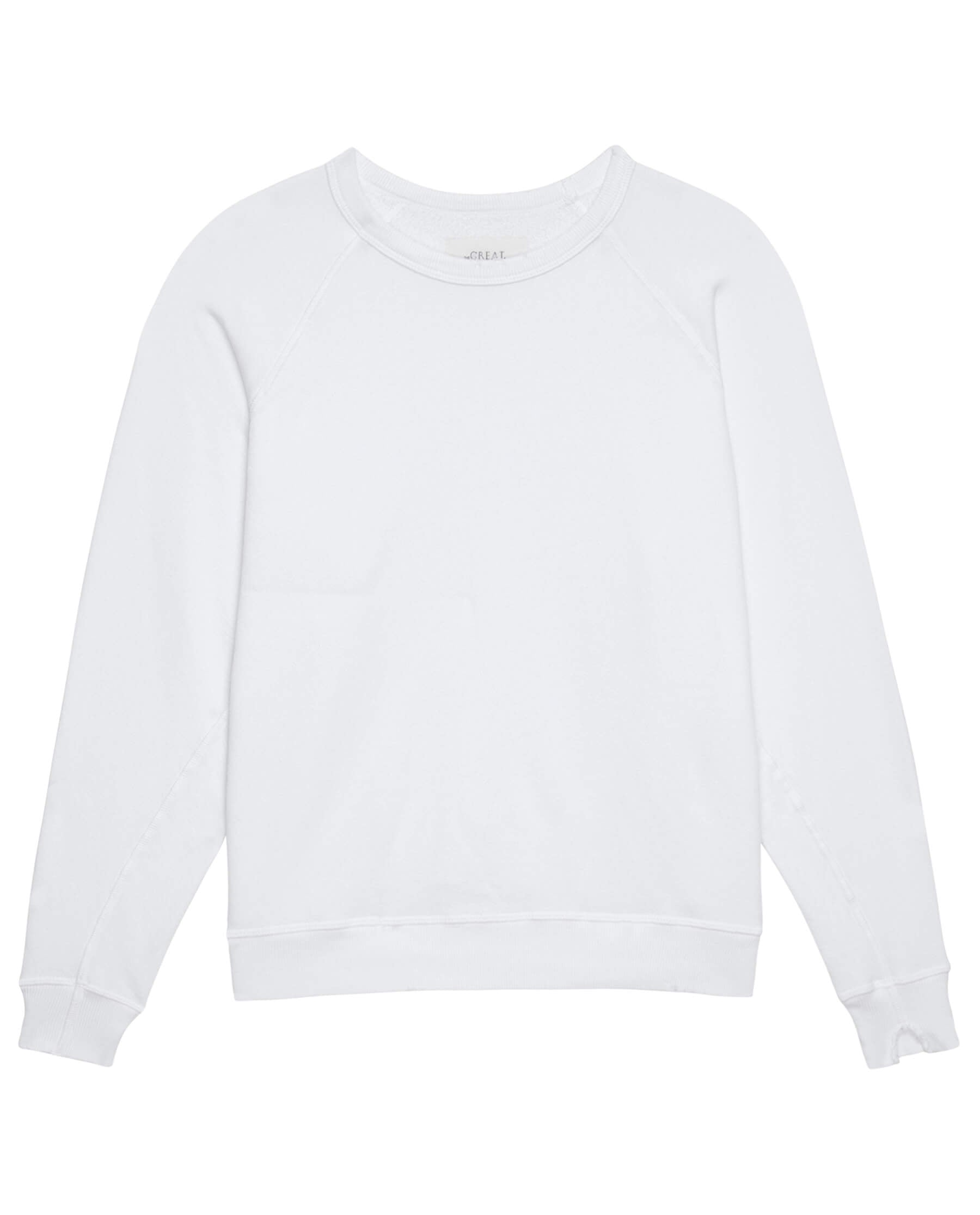 The College Sweatshirt. Solid -- True White SWEATSHIRTS THE GREAT. SP24 KNITS