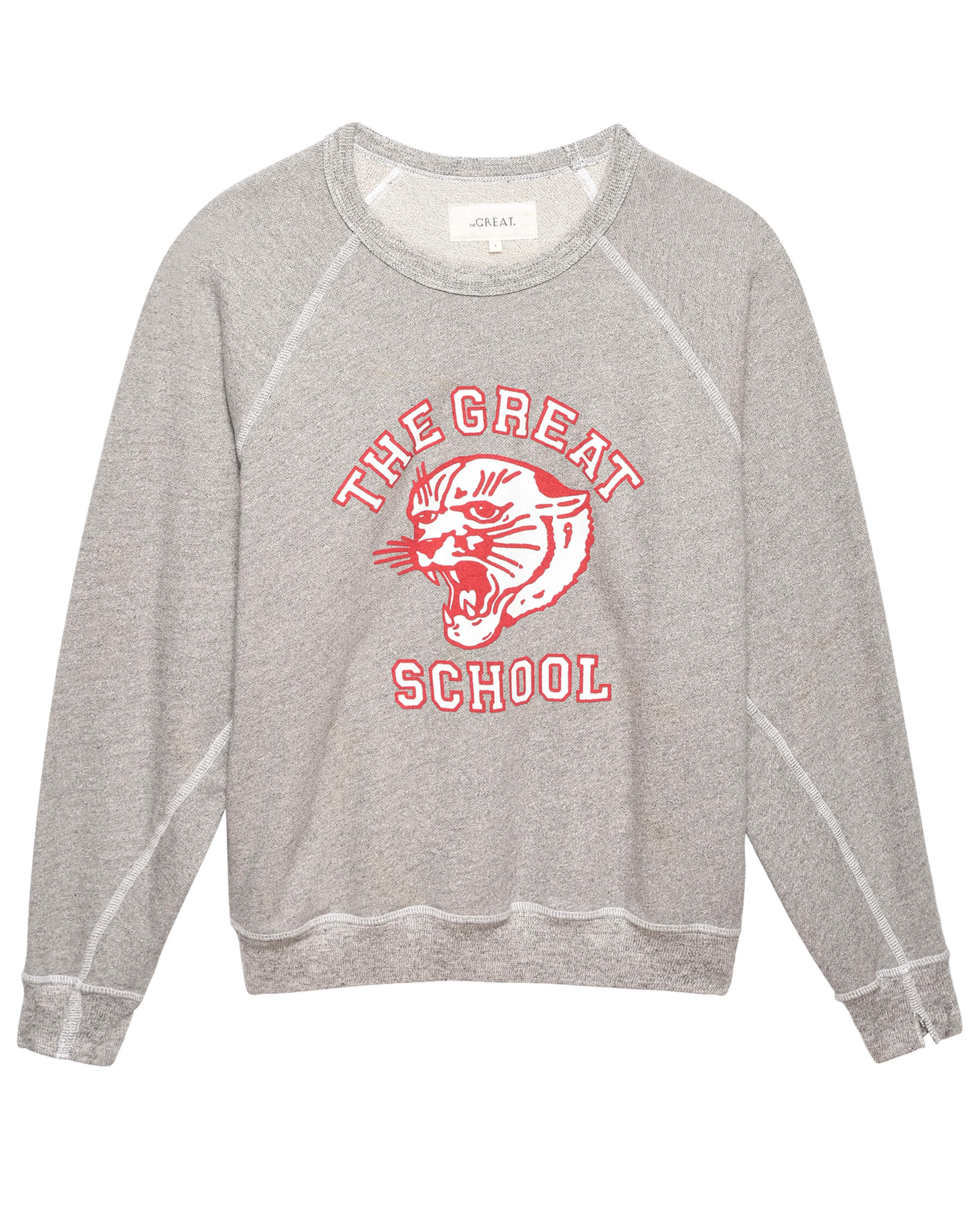 The College Sweatshirt. Graphic -- Varsity Grey with Bobcat Graphic SWEATSHIRTS THE GREAT. PS24 SALE
