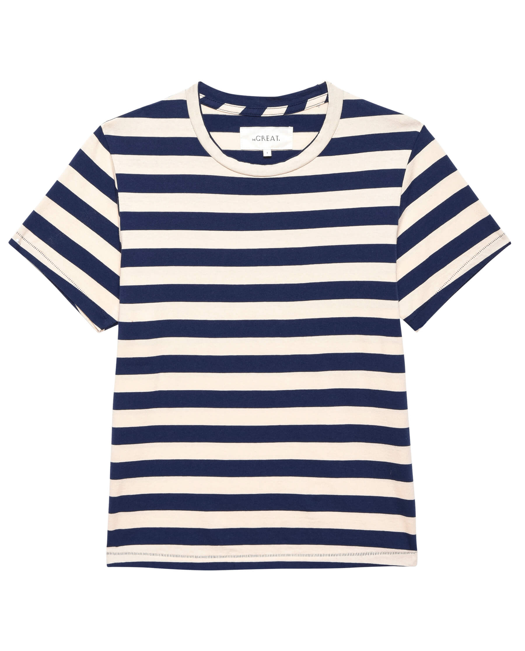 The Little Tee. Novelty -- Navy and Cream Scholar Stripe TEES THE GREAT. PS24 SALE