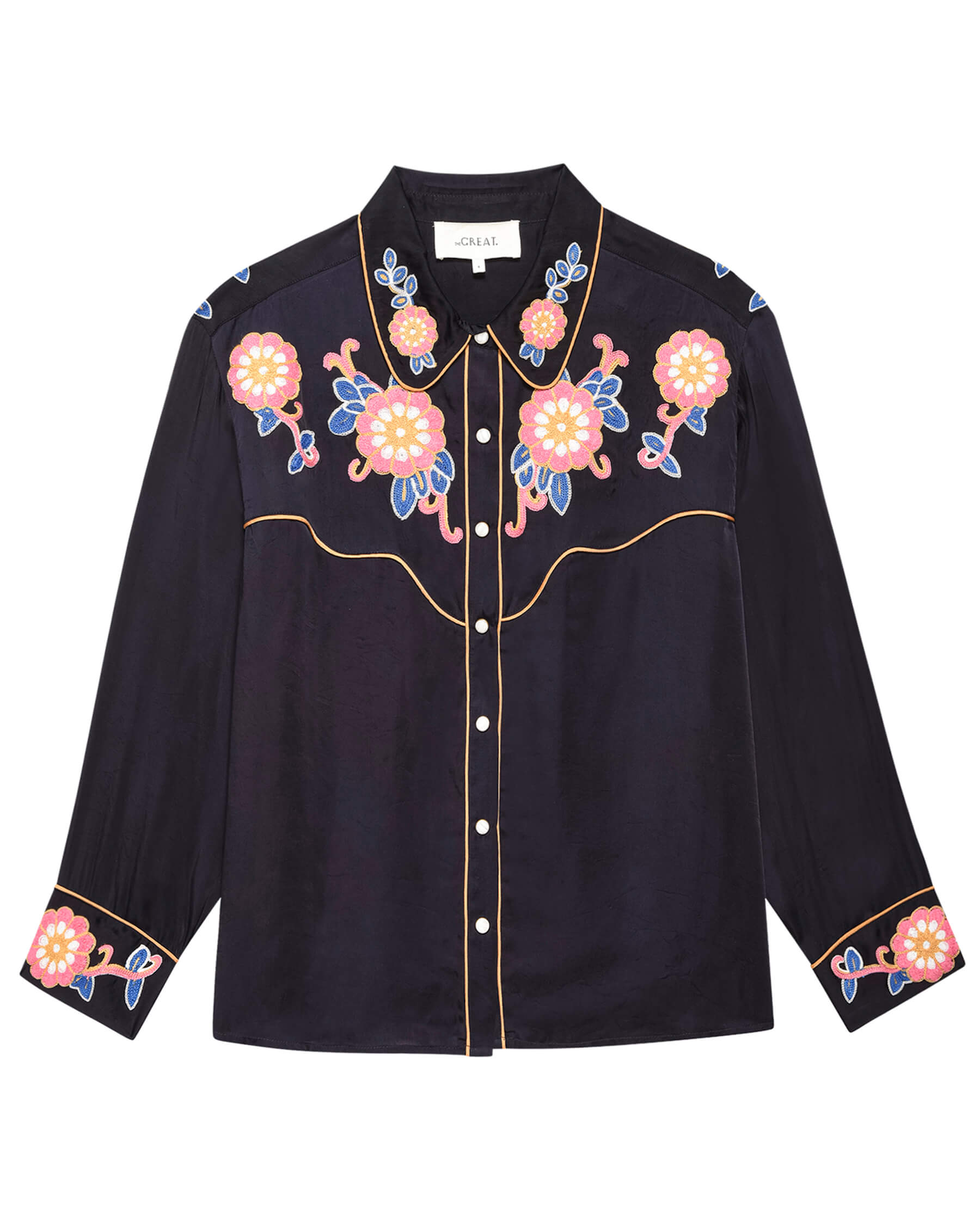 The Gaucho Top. -- Navy Country Floral Embroidery SHIRTS THE GREAT. PS24 SALE