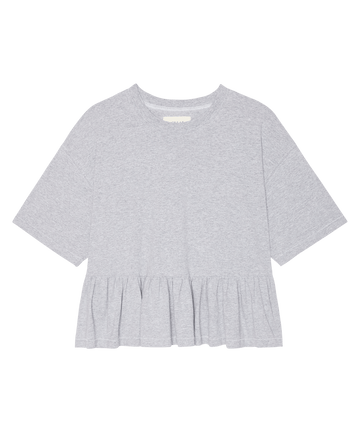 The Oversized Ruffle Peplum Tee. -- Heather Grey – The Great.
