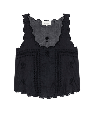 The Scalloped Eyelet Tank. -- Black – The Great. The Scalloped Eyelet Tank. -- Black – The Great.