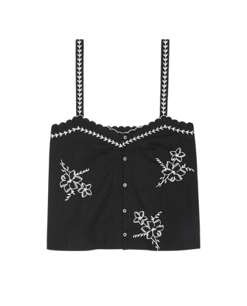The Weekend Tank W/ Hanky Embroidery. -- Black – The Great. The Weekend Tank W/ Hanky Embroidery. -- Black – The Great.