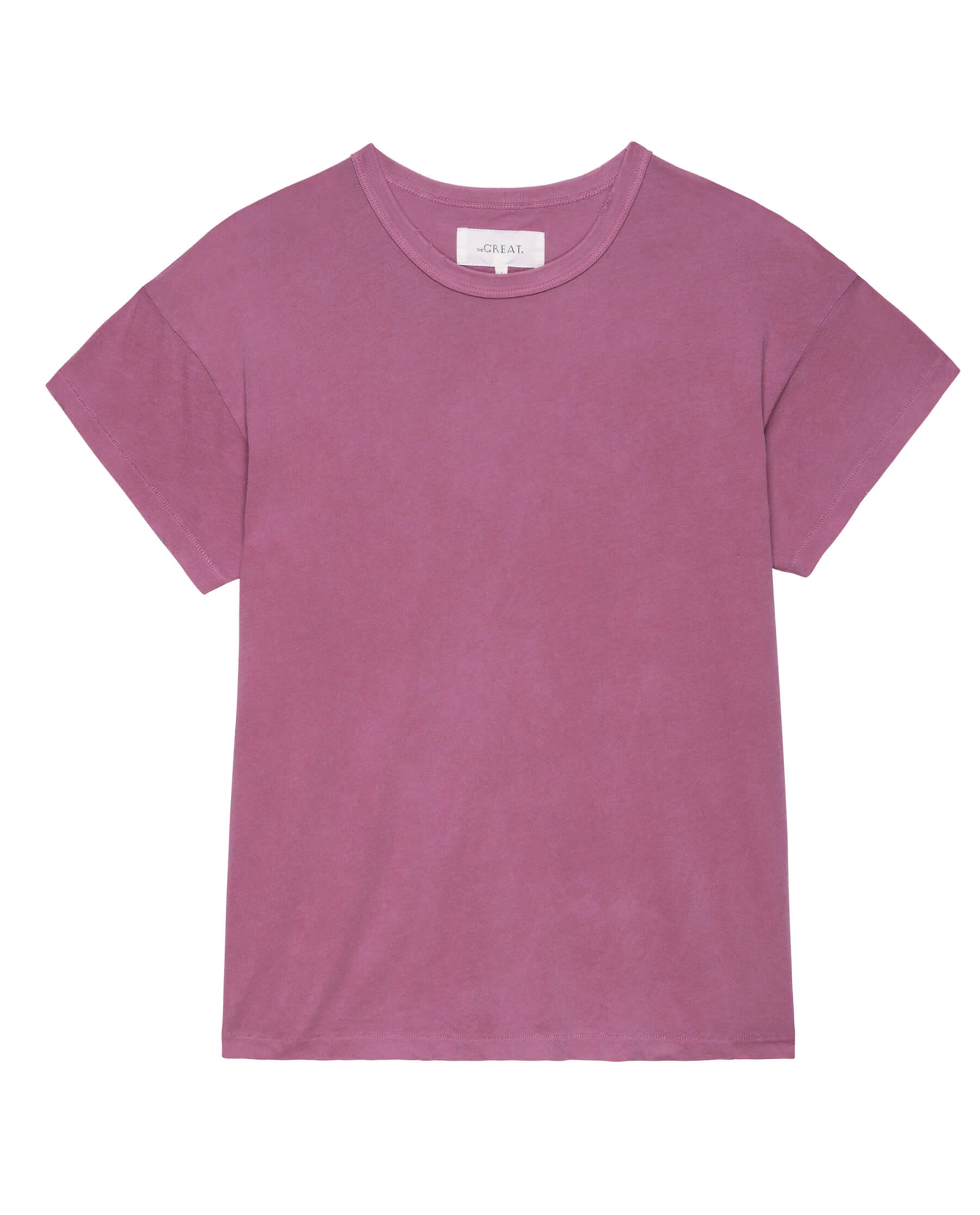 The Boxy Crew. Solid -- Aubergine TEES THE GREAT. SP24 KNITS