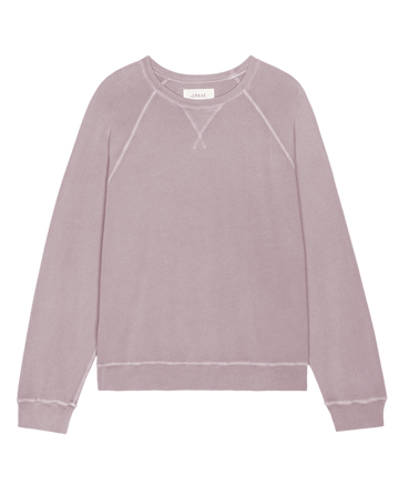The Slouch Sweatshirt in Quartz by THE GREAT. HOL 24 KNITS features a relaxed fit with long sleeves and ribbed cuffs, making it ideal for casual wear.