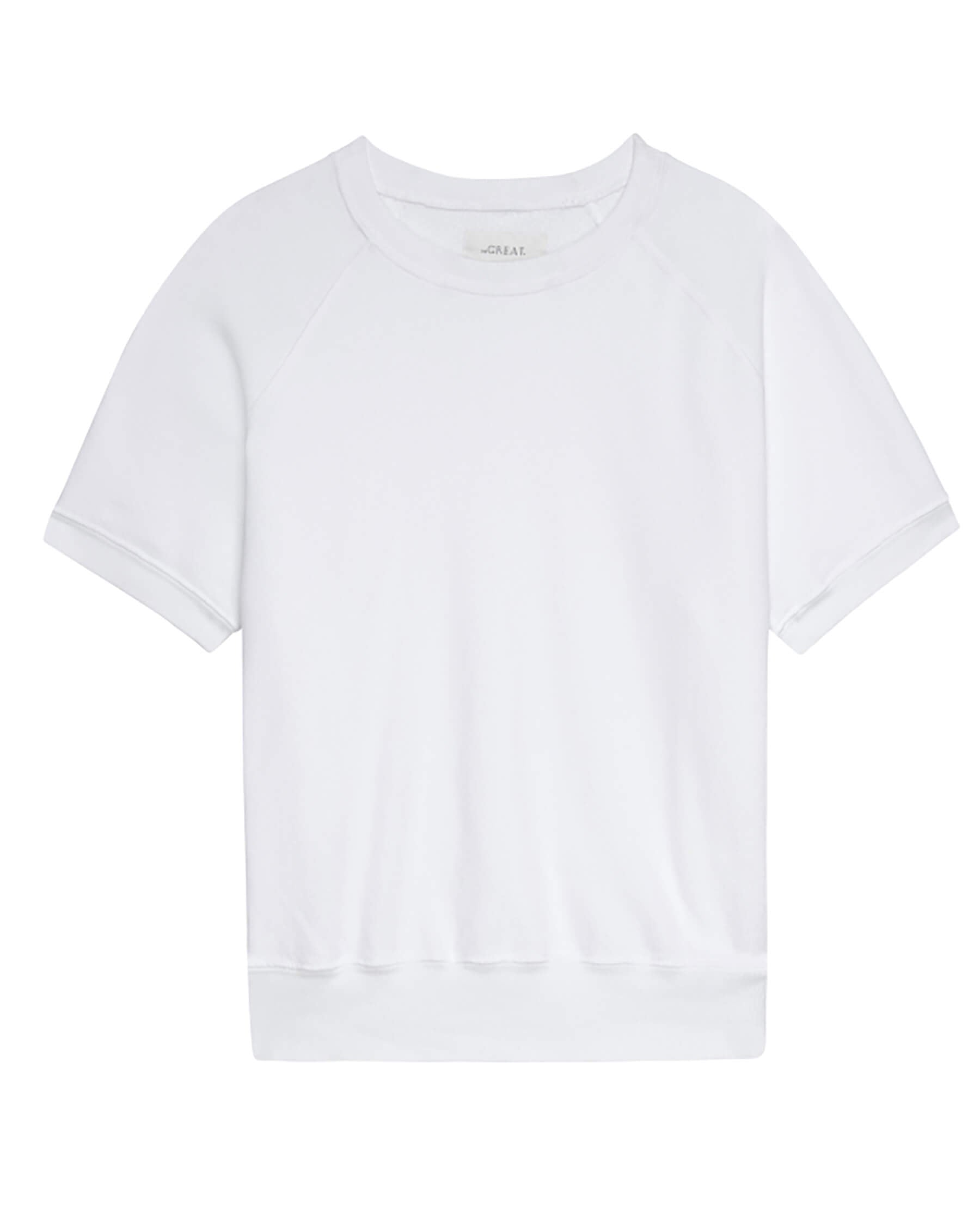 The Short Sleeve Sweatshirt. Solid -- True White SWEATSHIRTS THE GREAT. SP24 KNITS