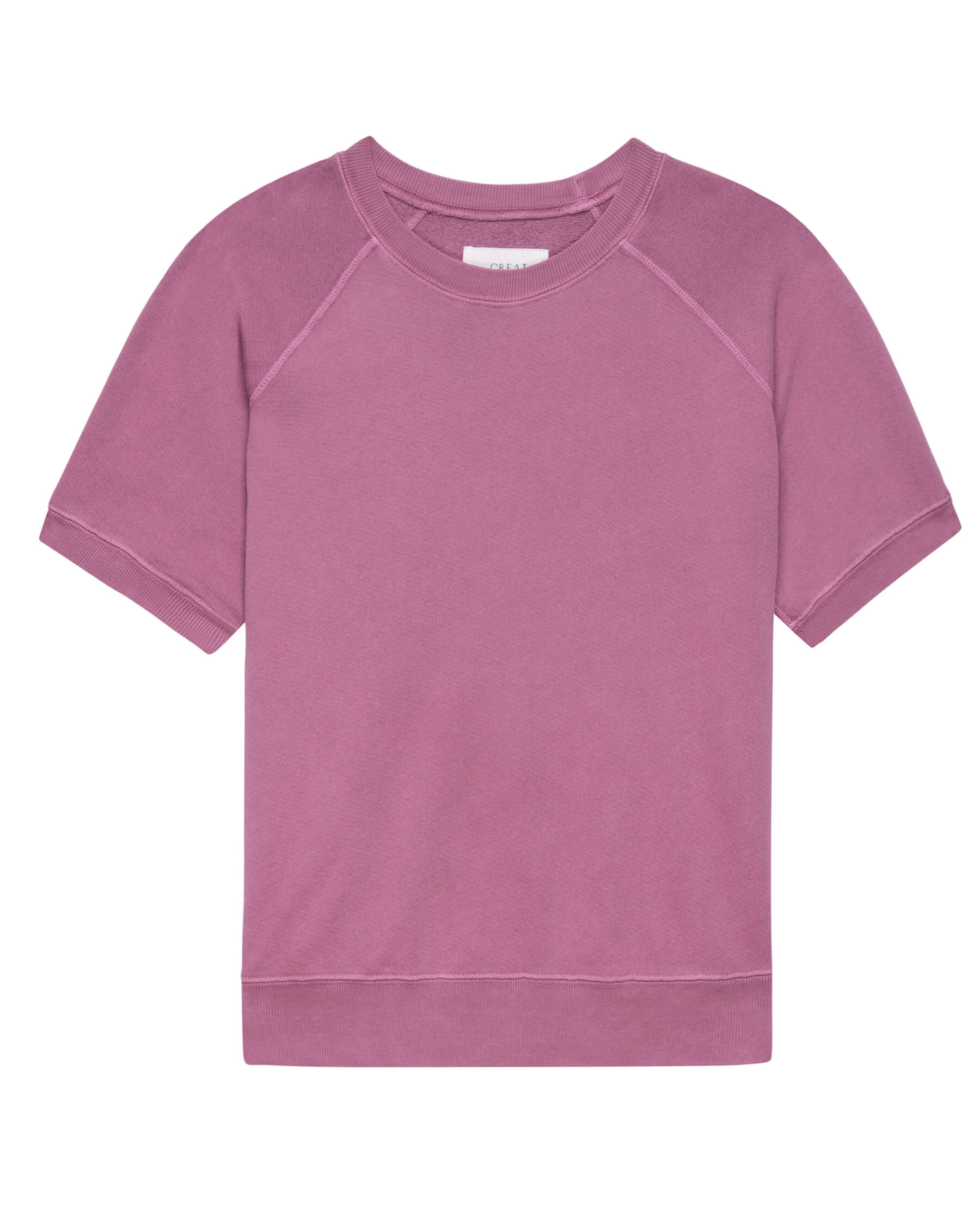 The Short Sleeve Sweatshirt. Solid -- Aubergine SWEATSHIRTS THE GREAT. SP24 KNITS