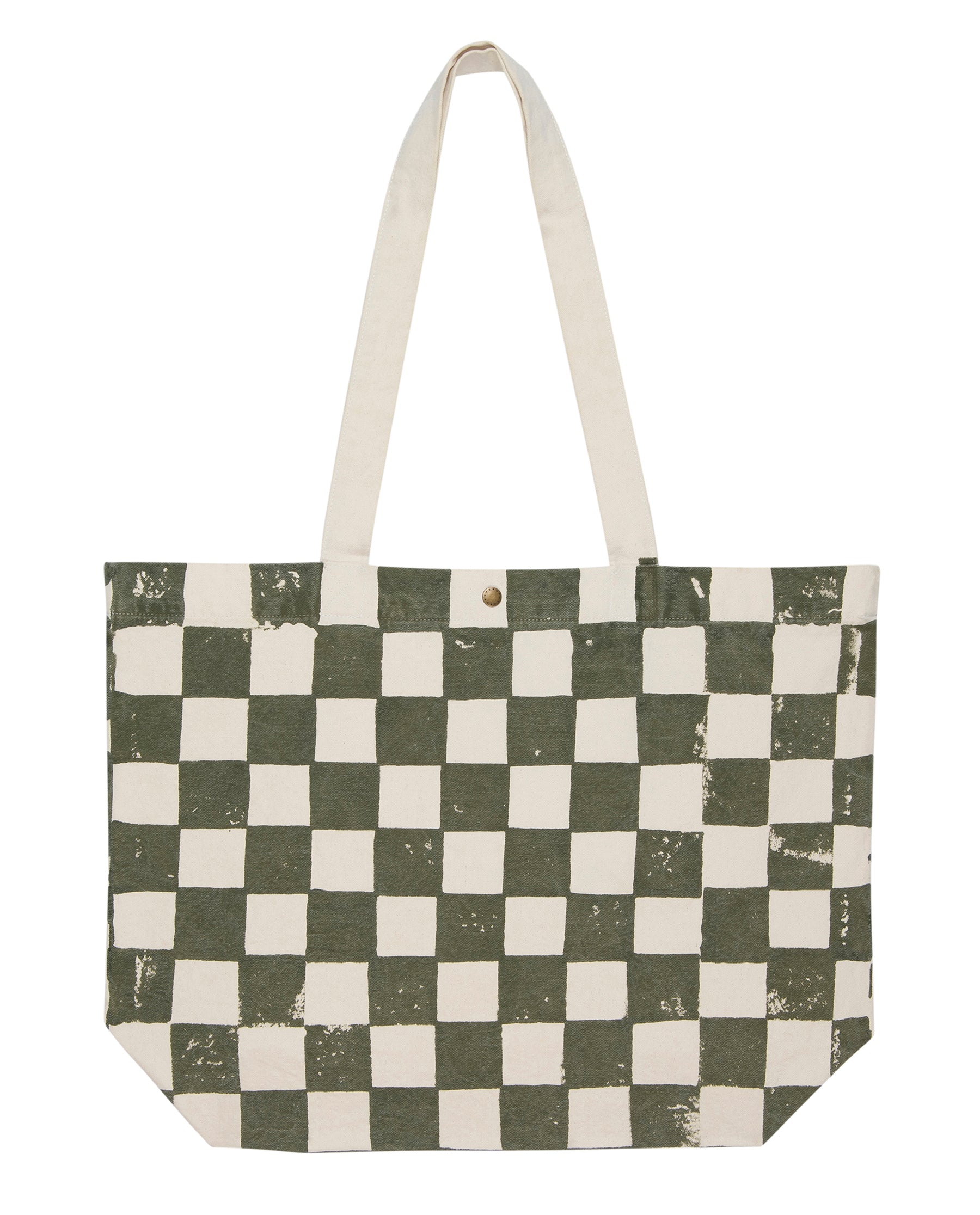 The Beach Tote. -- Cream with Army Check Stamp TOTES THE GREAT. SP23 SWIM