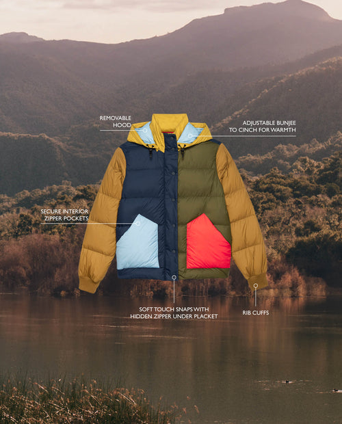 The Down Polar Puffer. -- Appalachian Colorblock JACKET THE GREAT. FALL 24 TGO