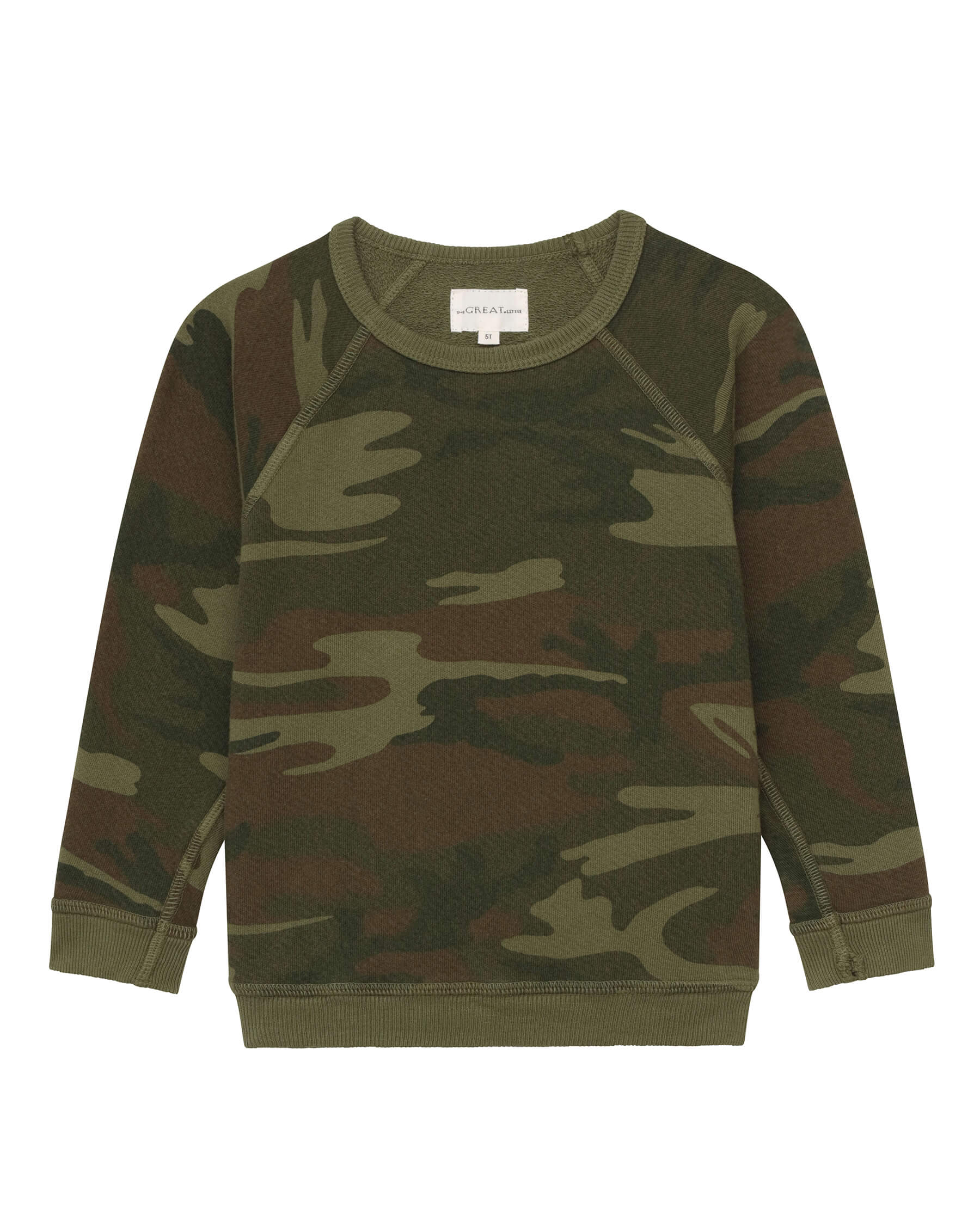 The Little College Sweatshirt. -- Deep Woods Camo SWEATSHIRTS THE GREAT. SP24 LITTLE CAMO