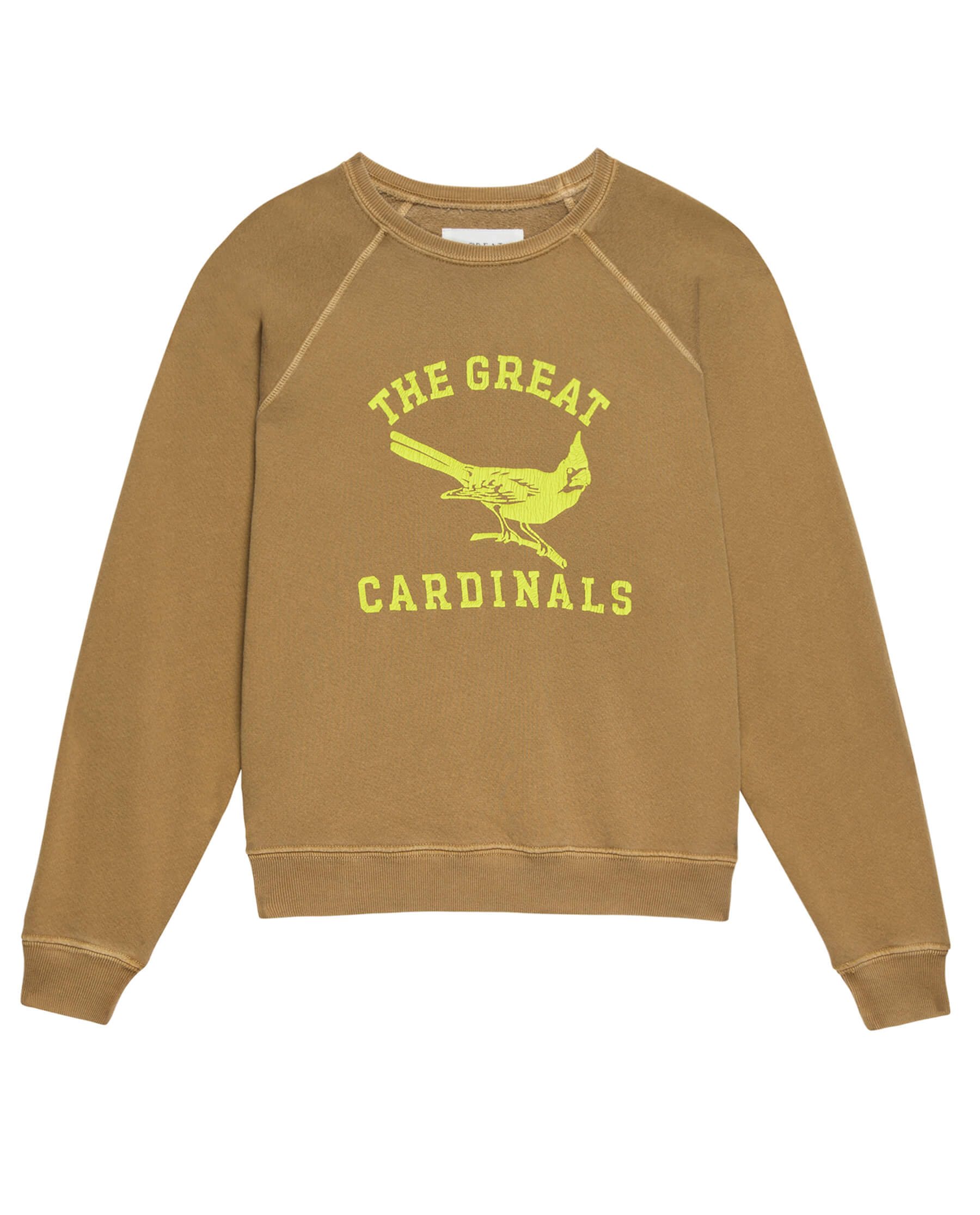 The Shrunken Sweatshirt. Graphic -- Washed Suntan with Perched Cardinal Graphic SWEATSHIRTS THE GREAT. SP24 D2