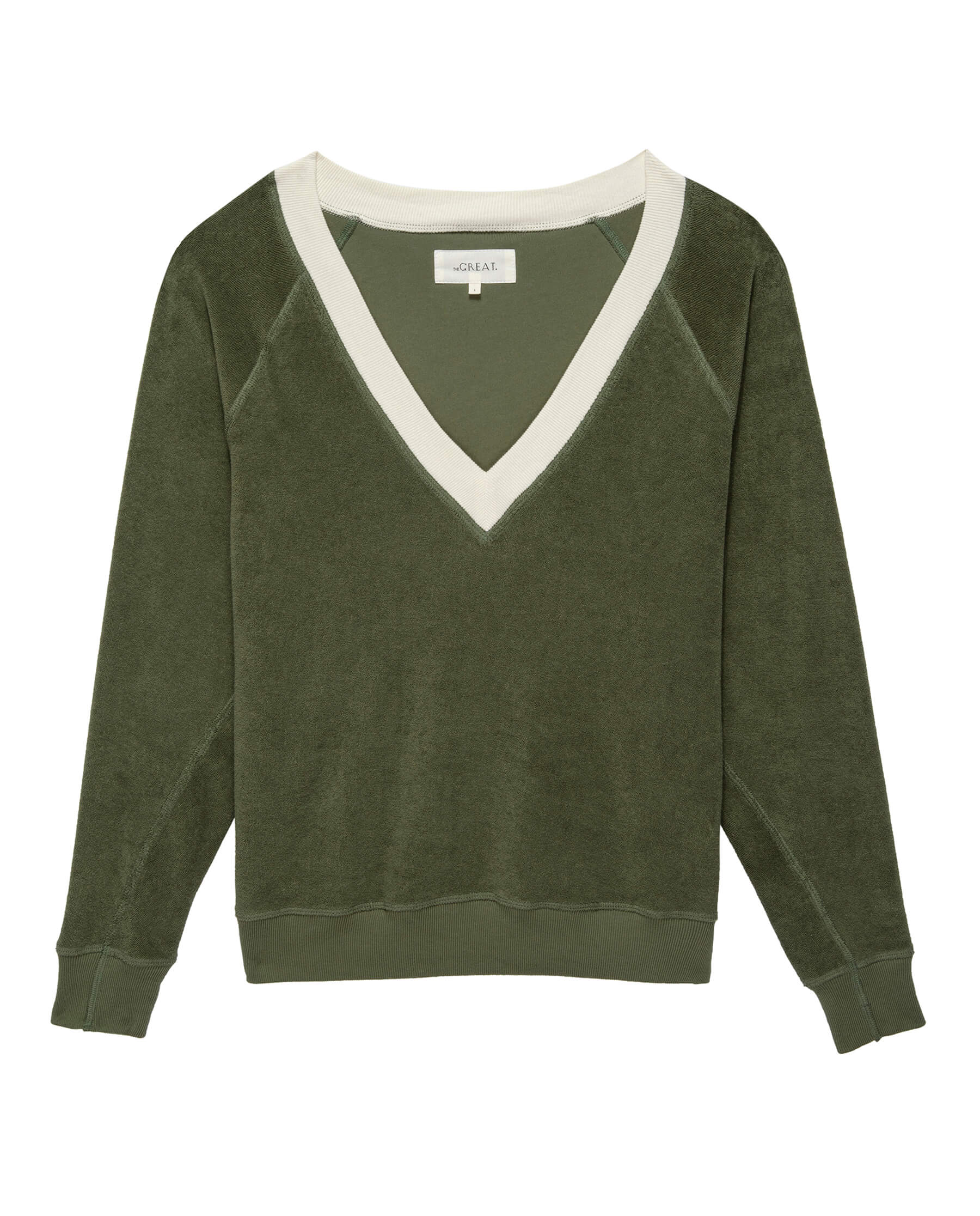 The Microterry V-Neck Sweatshirt. -- Army