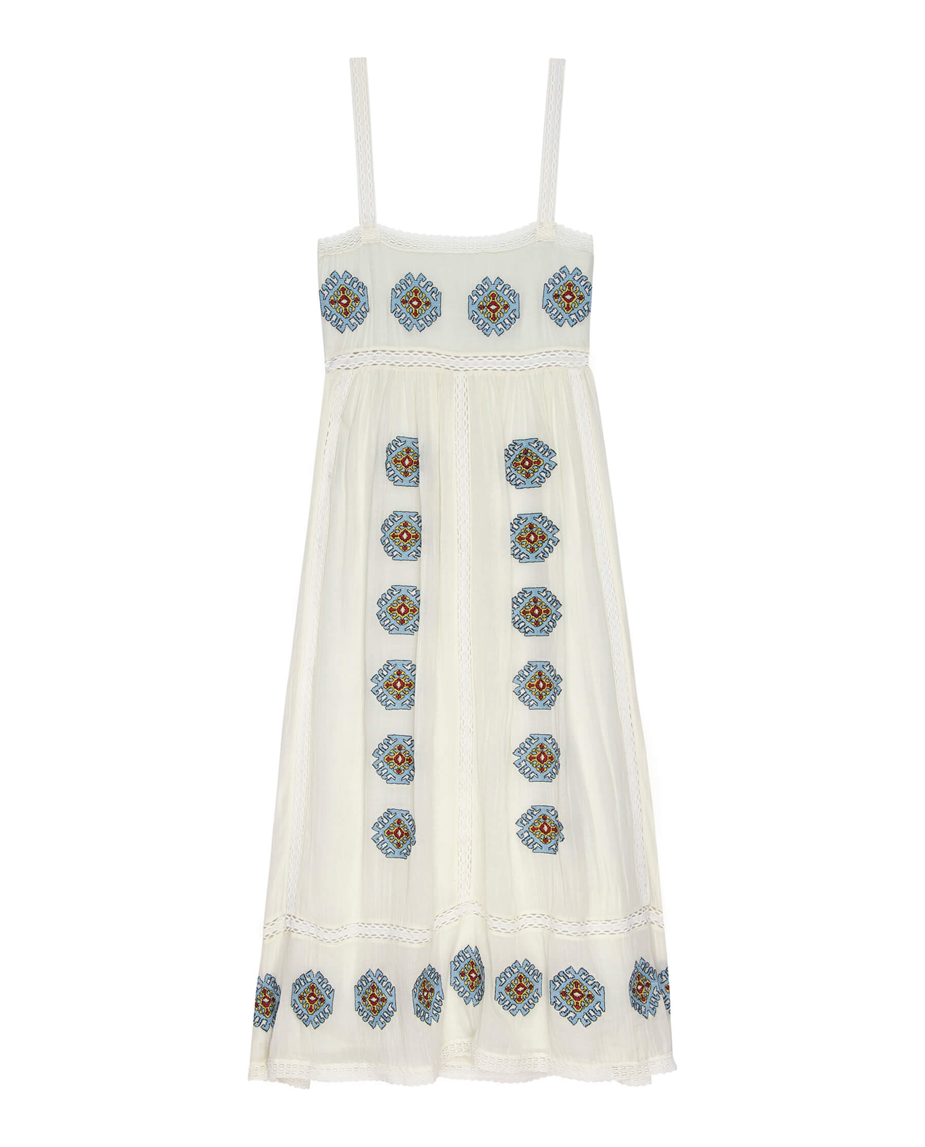 The Roam Dress with Folklore Embroidery. -- Cream DRESSES THE GREAT. PF24