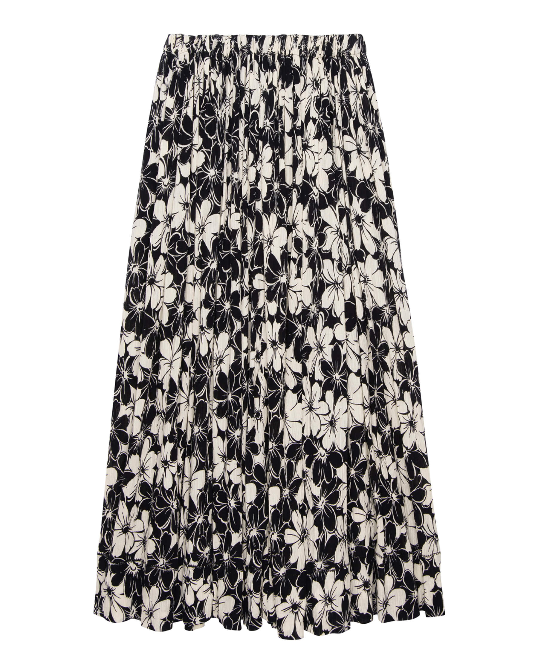 The Sway Skirt. -- Black and Cream Hibiscus Floral SKIRTS THE GREAT. SU24