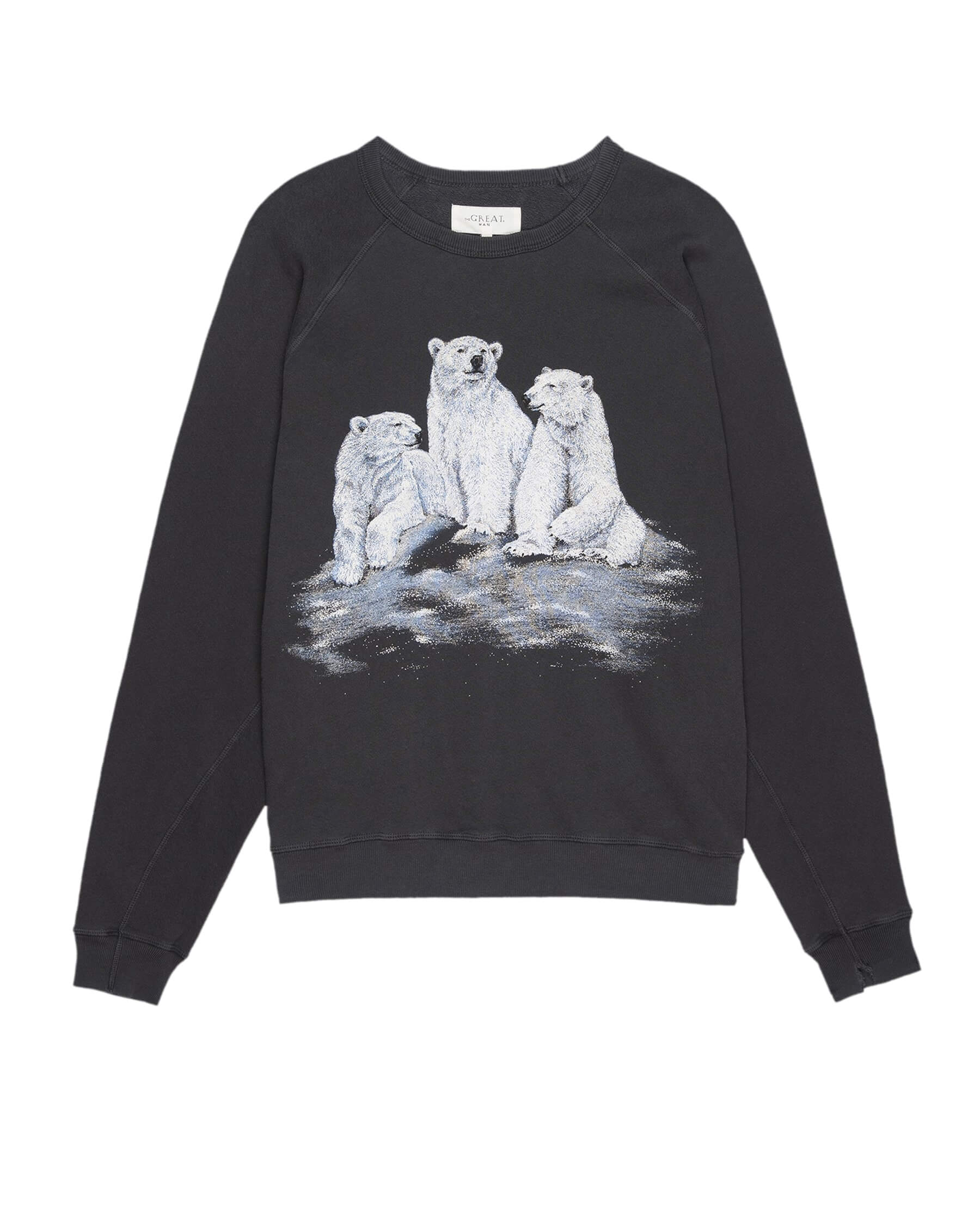 The Men's College Sweatshirt. Graphic -- Washed Black with Polar Bear – The  Great.