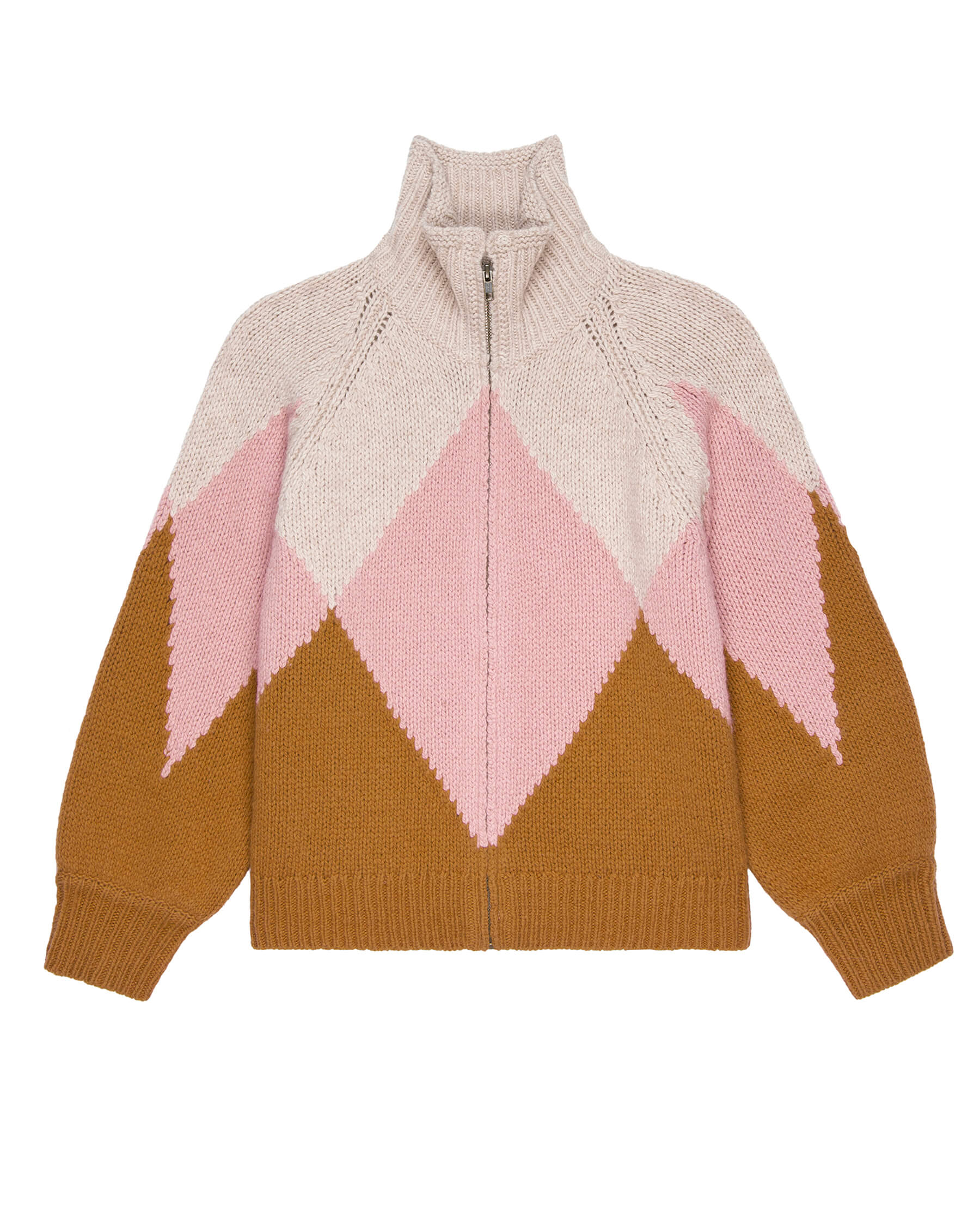 The Vista Full-Zip Sweater. -- Golden Hour Argyle