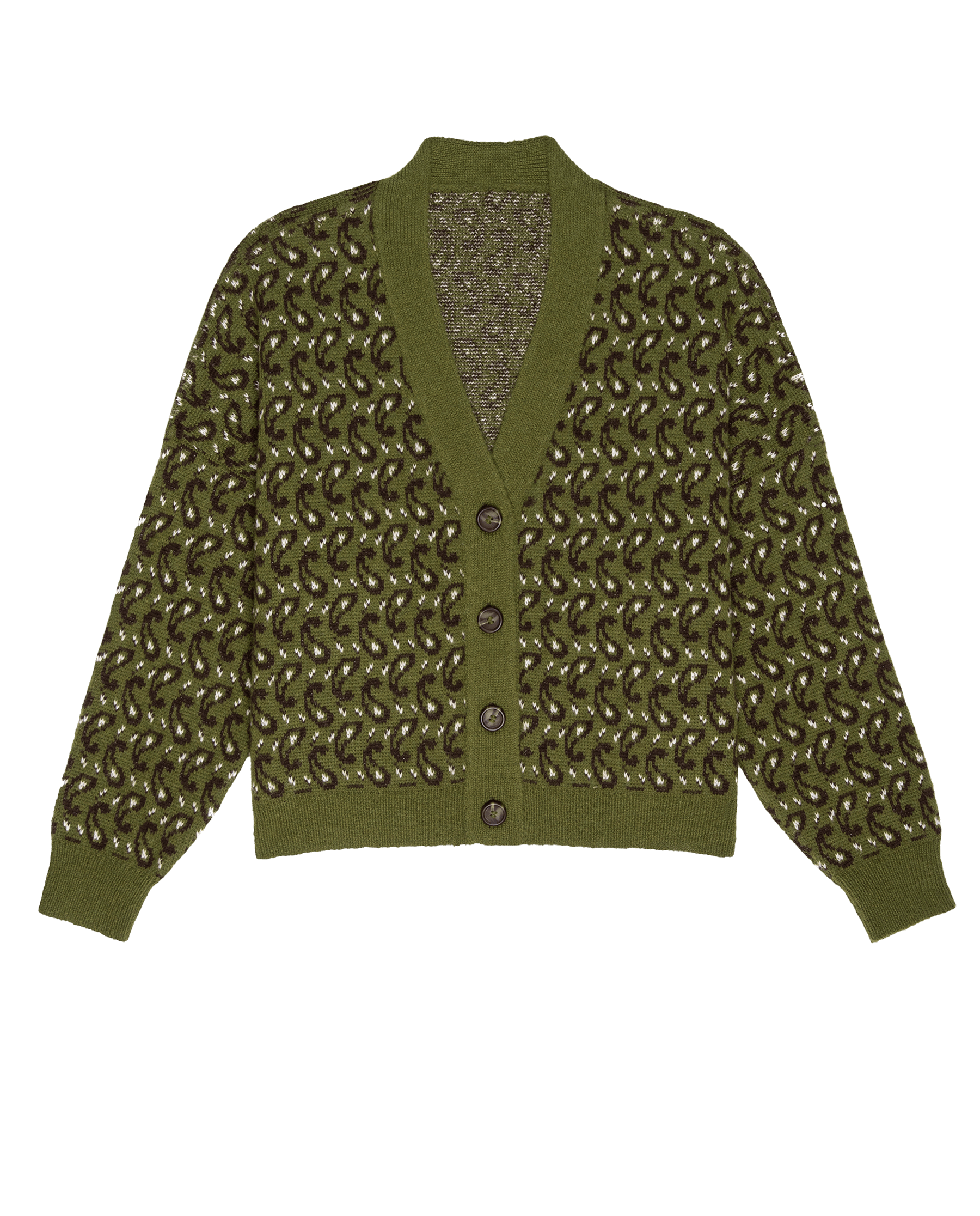 The Slouch Cardigan. -- Army Paisley SWEATERS THE GREAT. FALL 24 D2