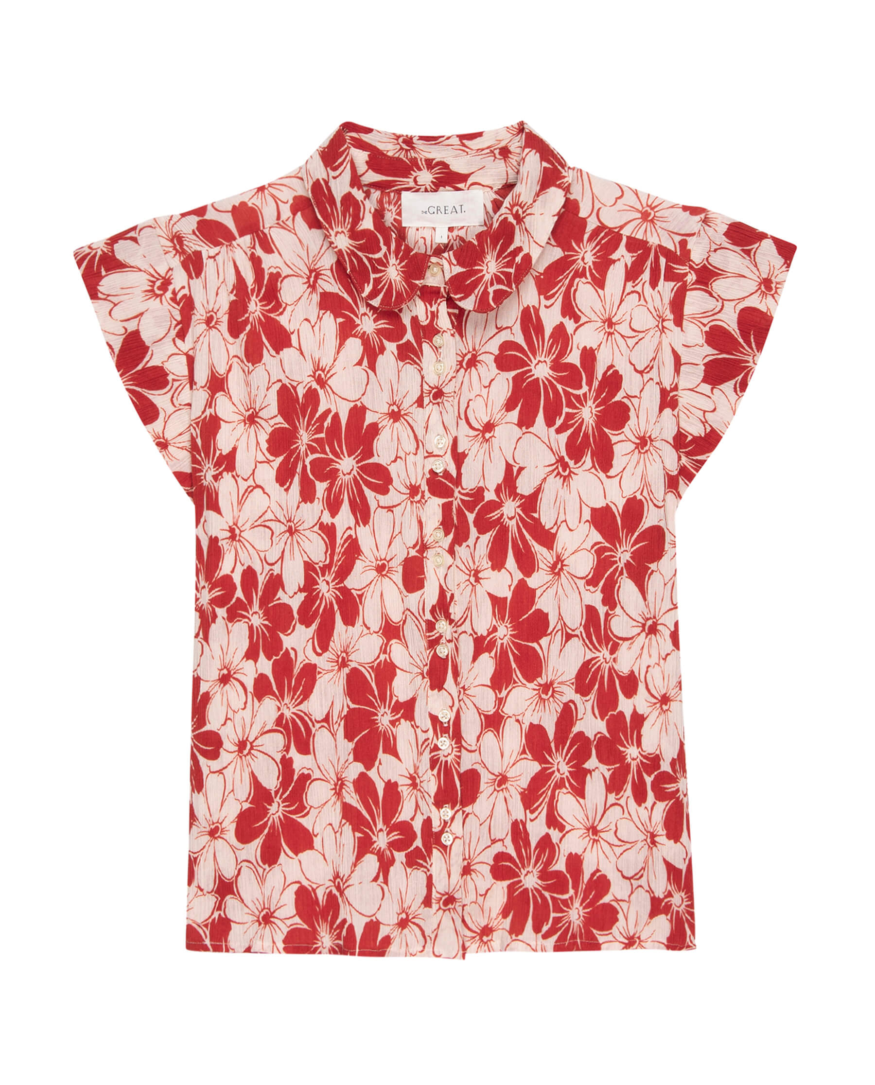 The Wren Top. -- Burnt Red Hibiscus Flower SHIRTS THE GREAT. SU24