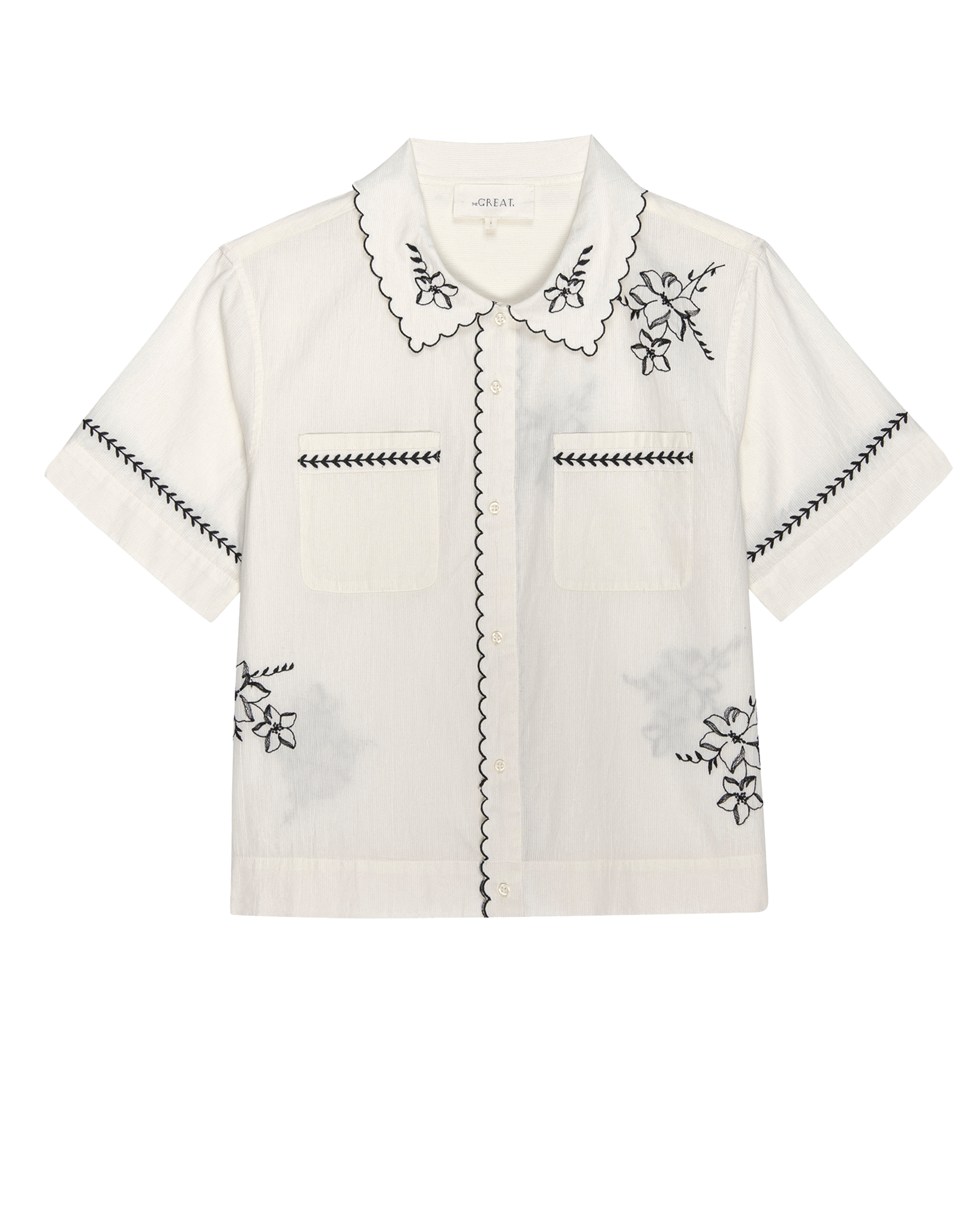 The Bowling Shirt with Hanky Embroidered. -- Cream SHIRTS THE GREAT. FALL 24 D1