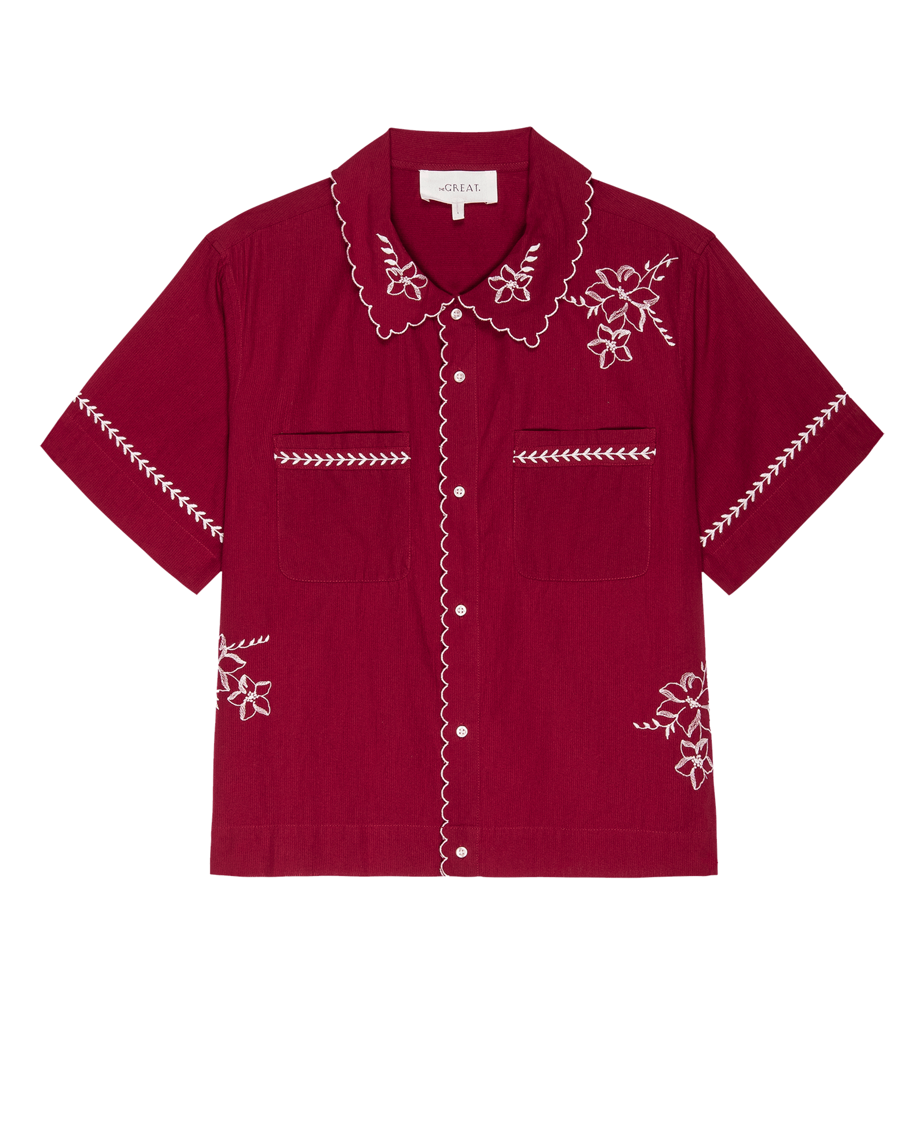 The Bowling Shirt with Hanky Embroidered. -- Scarlet SHIRTS THE GREAT. FALL 24 D1