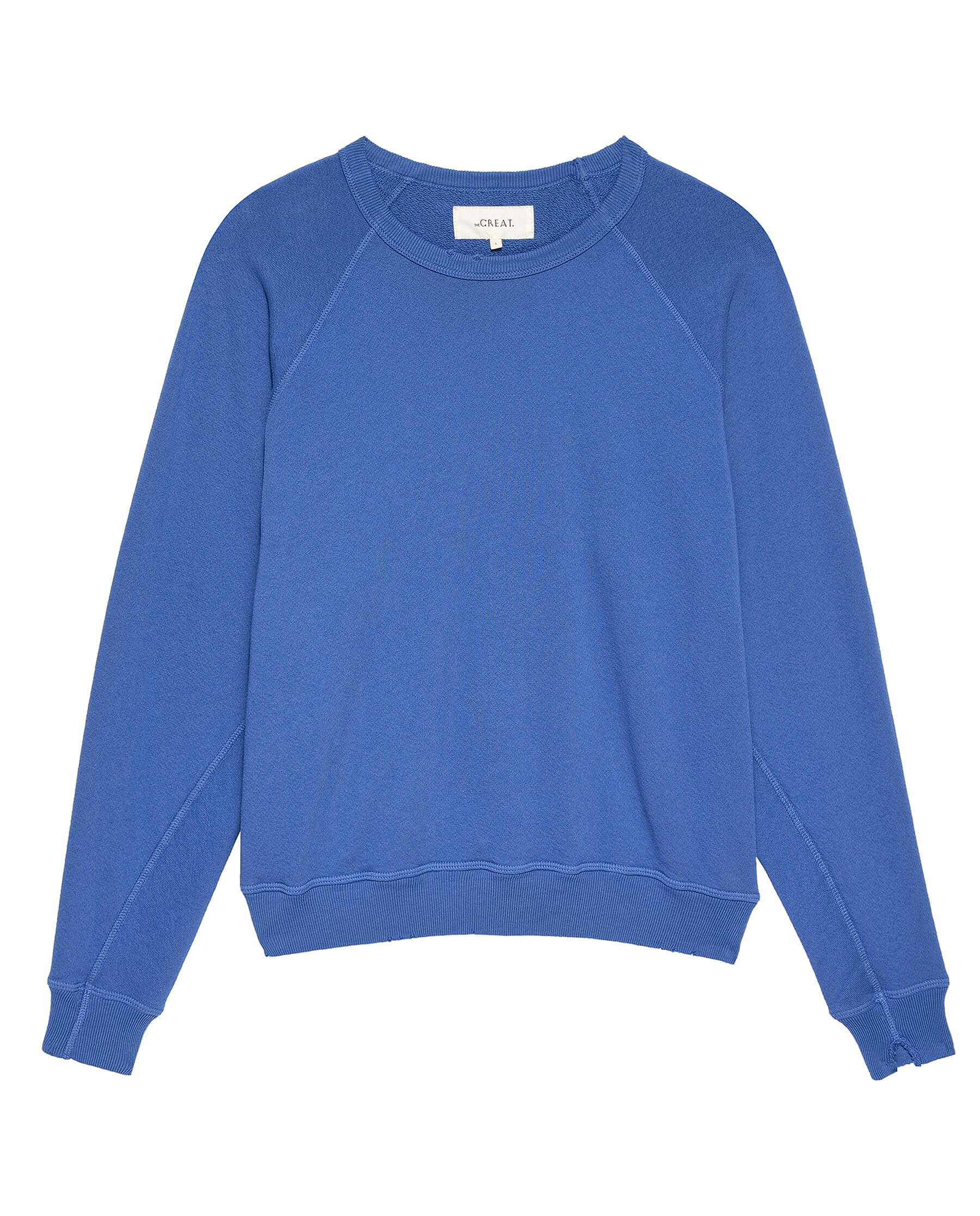 The College Sweatshirt. Solid -- Glacier Blue SWEATSHIRTS THE GREAT. HOL 23 KNITS