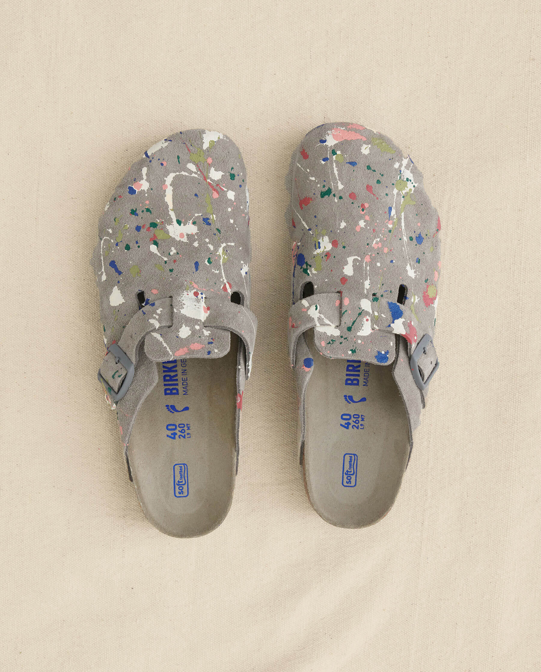 Boston Coin Birkenstock with Paint. -- Coin with Bright Multi Paint