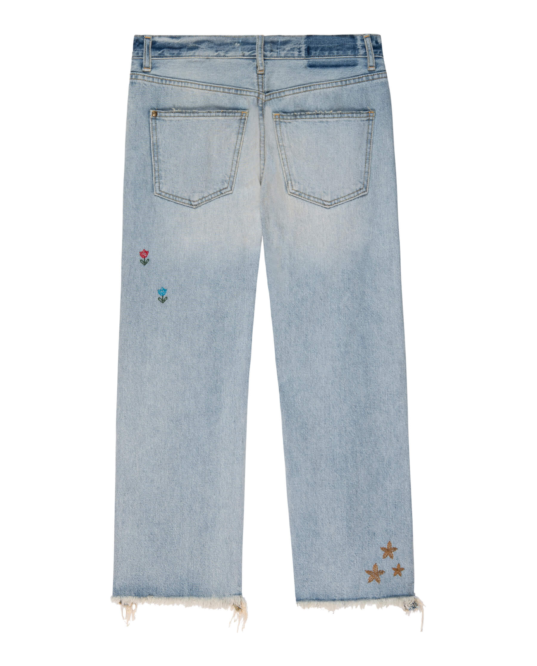 The Embroidered Wayne Jean. -- Kentucky Wash DENIM BOTTOMS THE GREAT. SU23 EMBROIDERY