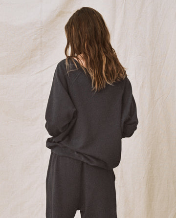 The V-Neck Sweatshirt. -- Washed Black SWEATSHIRTS THE GREAT. FALL21 KNITS