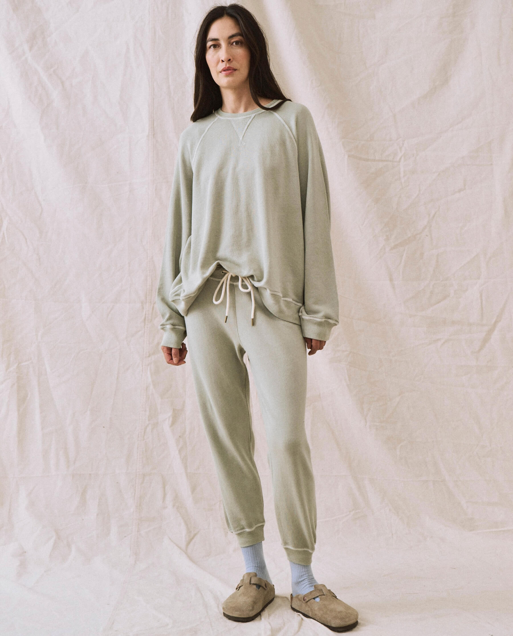 The Cropped Sweatpant. Solid -- Seafoam