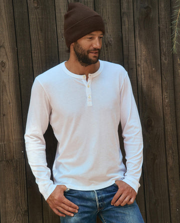The Men's Slim Henley. -- True White TEES THE GREAT. HOL 22 MEN SALE