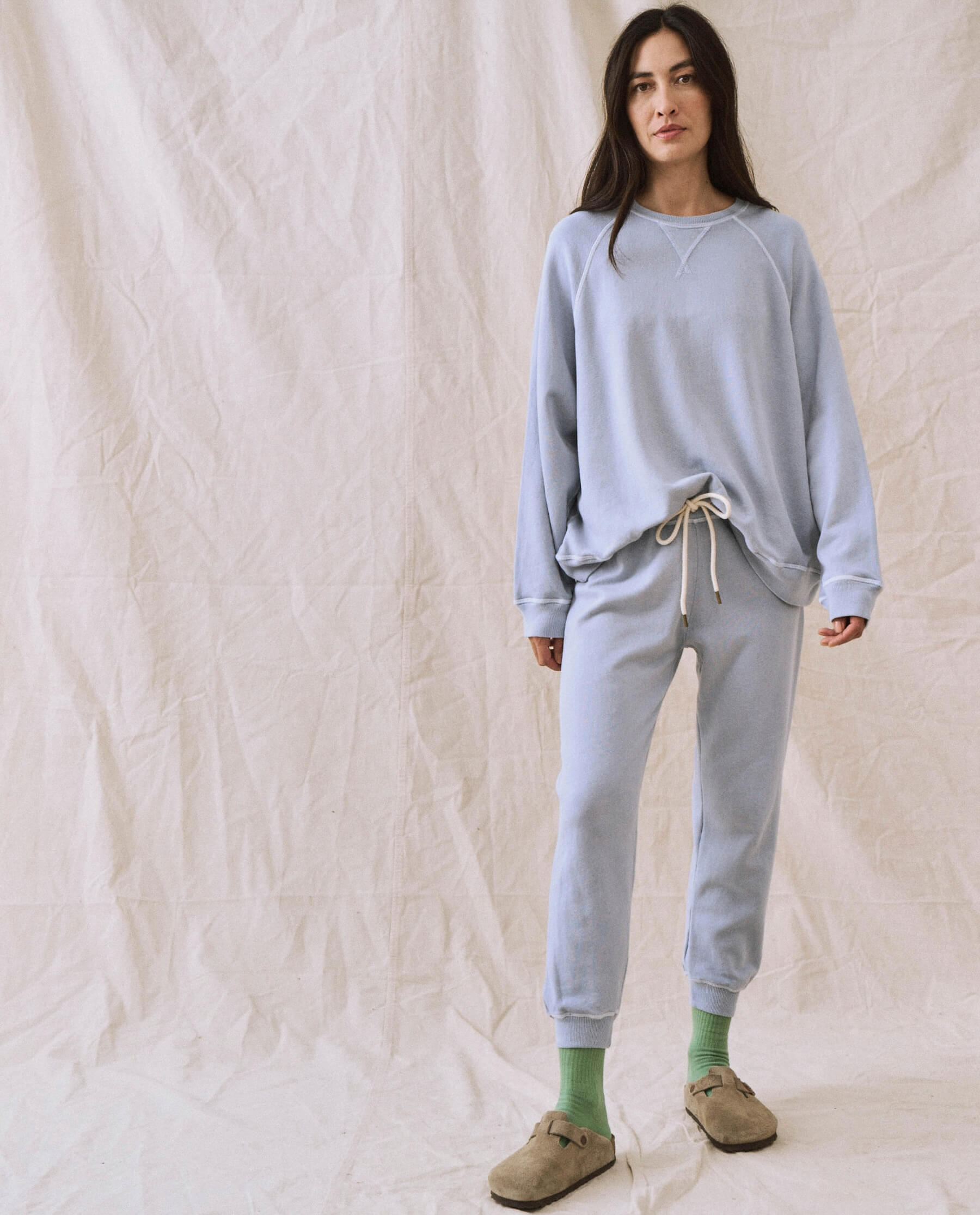 The Cropped Sweatpant. Solid -- Whisper Blue