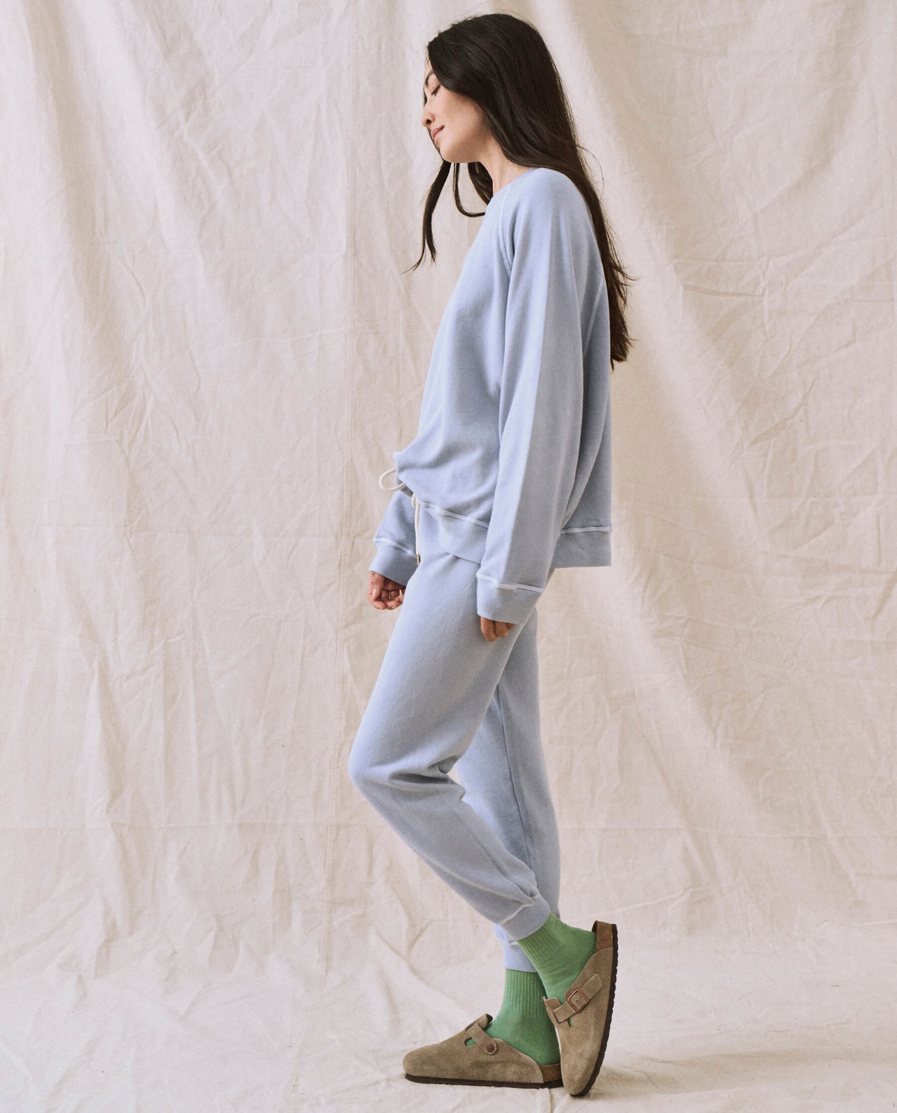The Cropped Sweatpant. Solid -- Whisper Blue