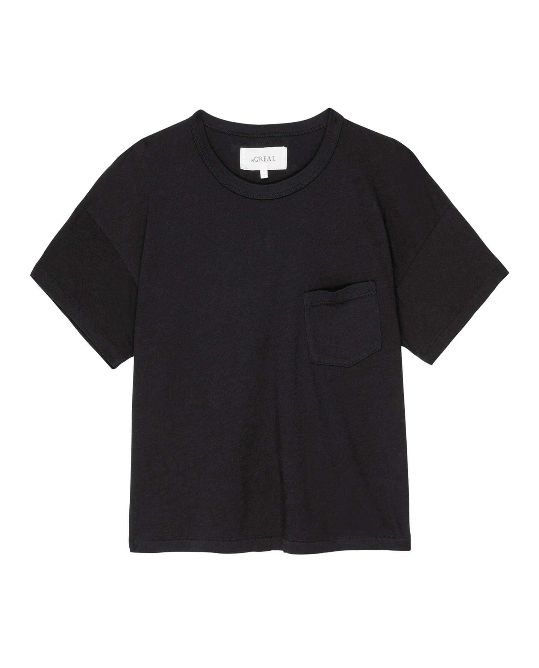 The Pocket Tee. Solid -- Almost Black TEES THE GREAT. SP23 CORE KNITS