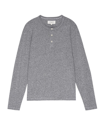 The Men's Slim Henley. -- Heather Grey TEES THE GREAT. HOL 22 MEN SALE