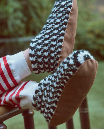 The Bootie Slipper. -- Black And Cream Stripe SLEEP SLIPPER THE GREAT. HOL 23 SLEEP