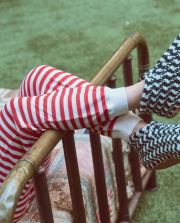 The Bootie Slipper. -- Black And Cream Stripe SLEEP SLIPPER THE GREAT. HOL 23 SLEEP