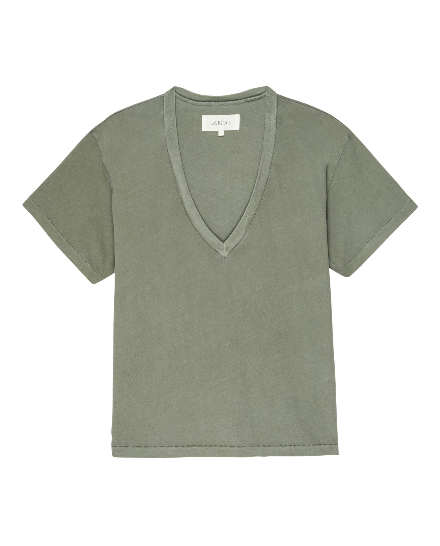 The V-Neck Tee. Solid -- Sweetgrass TEES THE GREAT. SP23 KNITS
