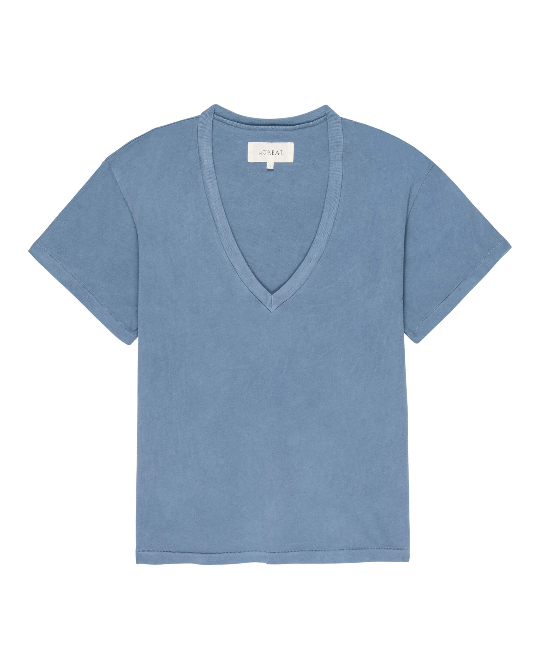 The V-Neck Tee. Solid -- Vintage Cornflower TEES THE GREAT. SP23 KNITS