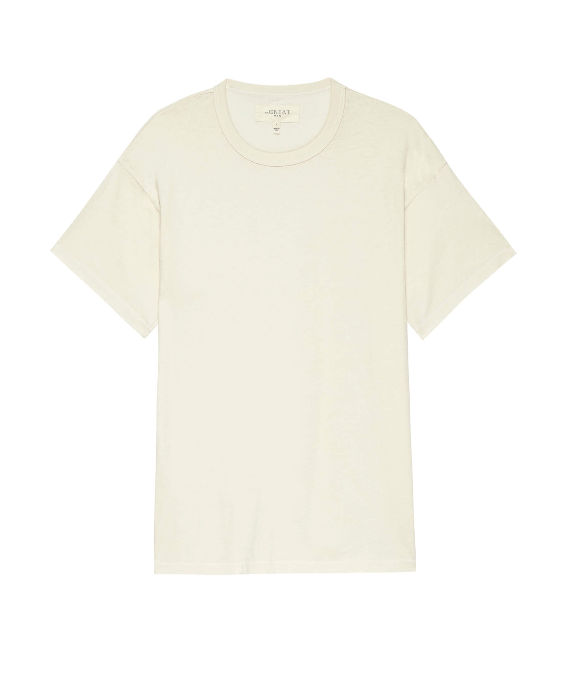 The Men's Boxy Crew. -- WASHED WHITE TEES THE GREAT. MAN