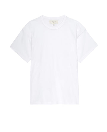 The Men's Slim Tee in True White from THE GREAT. MAN features a vintage-style plain white short-sleeve design, crafted from 100% cotton for superior comfort, offering a timeless look and feel.