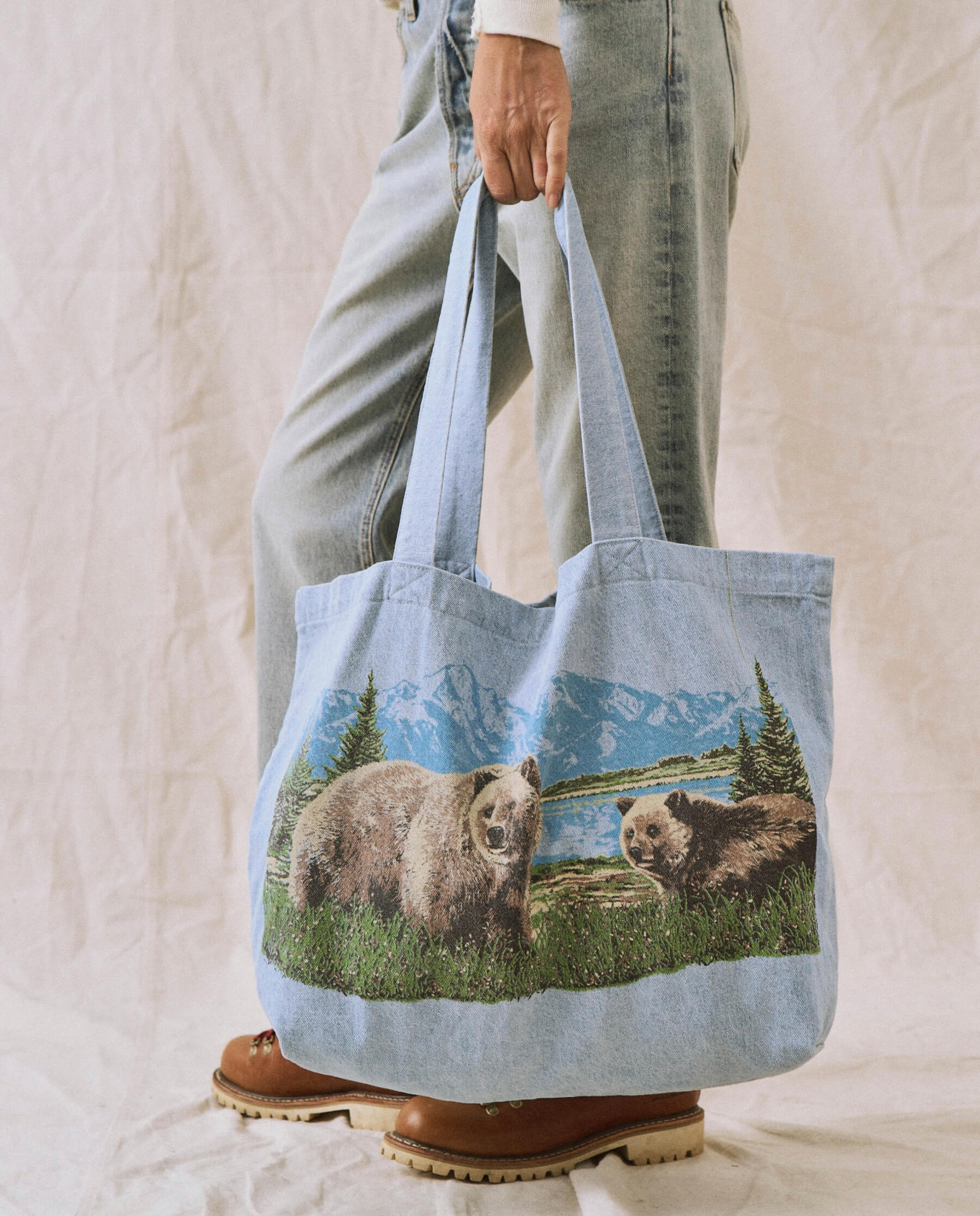 The Tote. -- Light Indigo with Bear Graphic