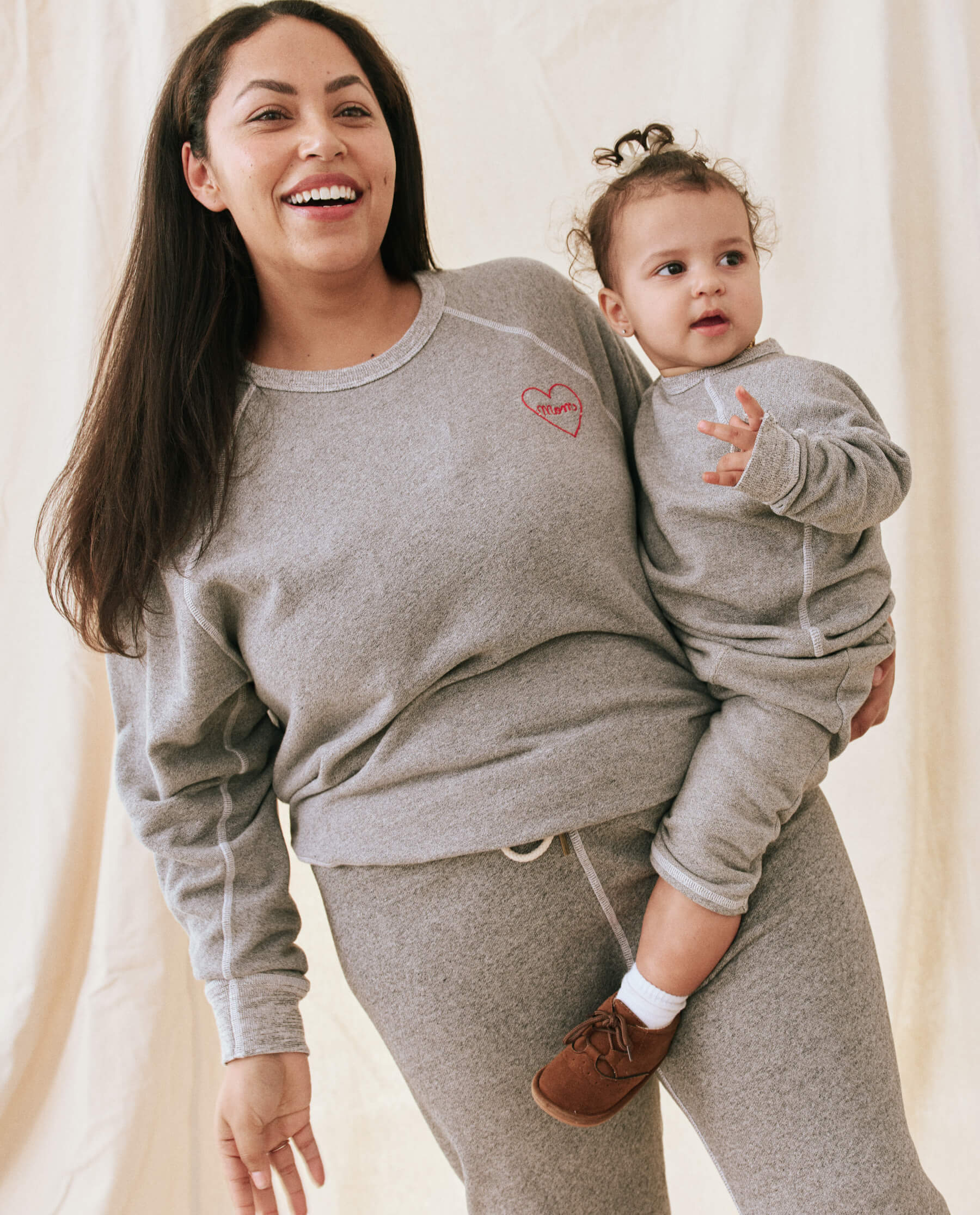 The Mom Embroidered College Sweatshirt. -- Varsity Grey with Red SWEATSHIRTS THE GREAT. SP23 MOM